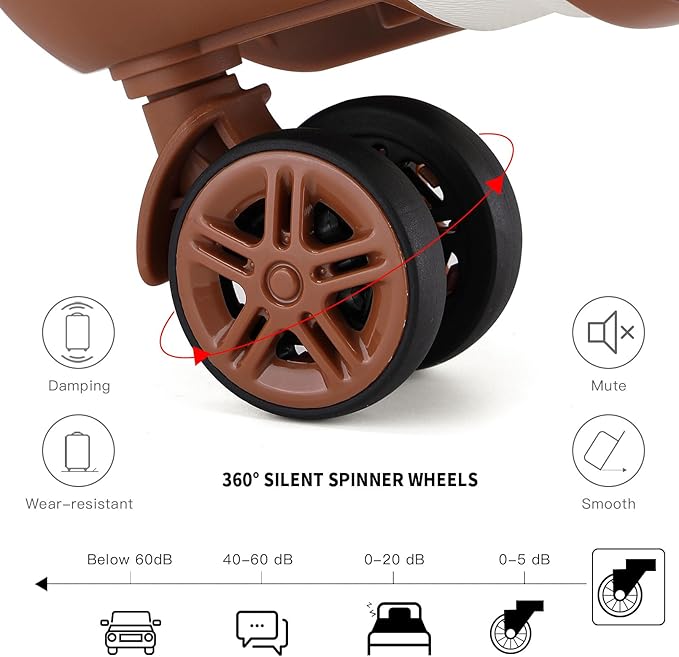 Kono Carry On Luggage Set Lightweight Airline Approved Carry On Suitcase with TSA Lock Spinner Wheels Durable Luggage Hardside Cream White