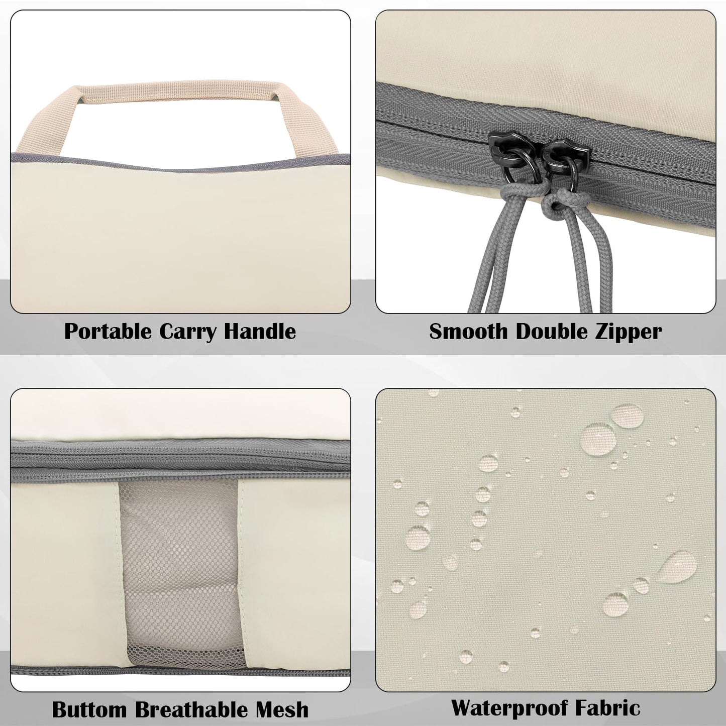 Compression Packing Cubes for Travel Essential, 2 Set Compression Bags Travel Cubes for Packing Suitcase Luggage Organizer Bags Set, Beige