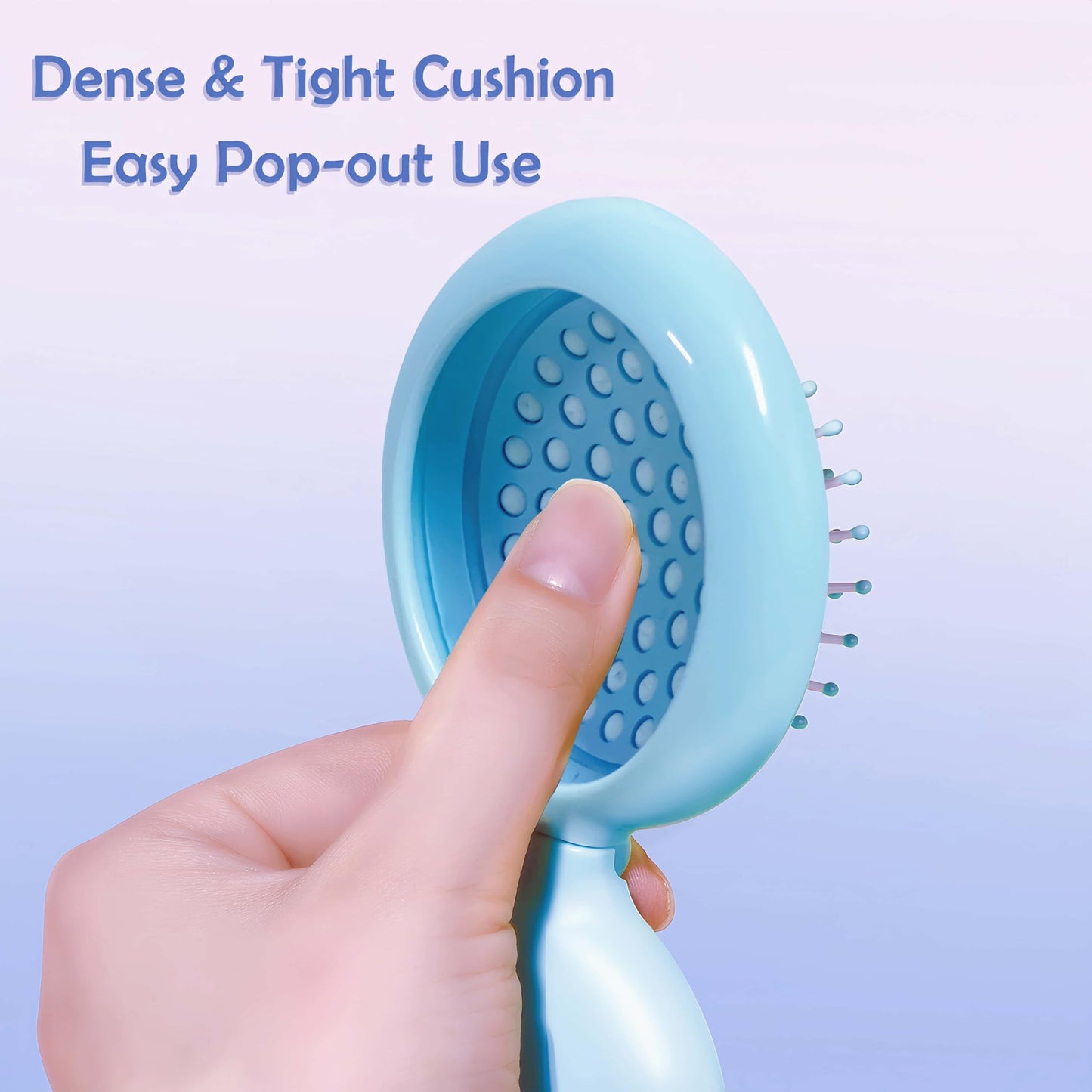 Arthaxi Travel Hairbrush and Mirror Set for Women, Folding Brush with Compact Mirror for Purse or Backpack, Cute Baby Blue Gift