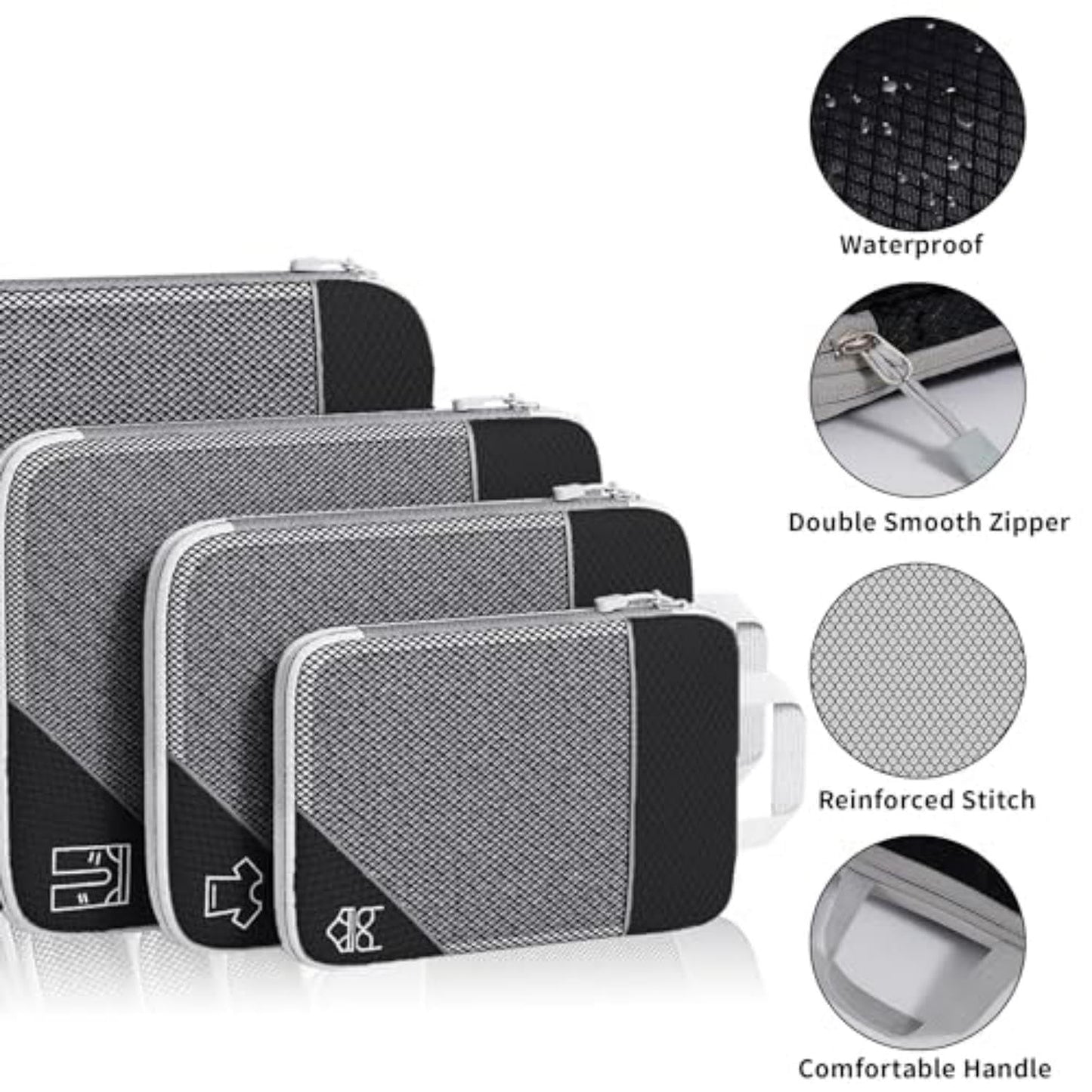 6 Set compression packing cubes travel accessories,Expandable Packing Organizers for Travel,Essentials Luggage Travel Bags,Packing Cubes for Suitcases, Cube Accessories for Women/Men