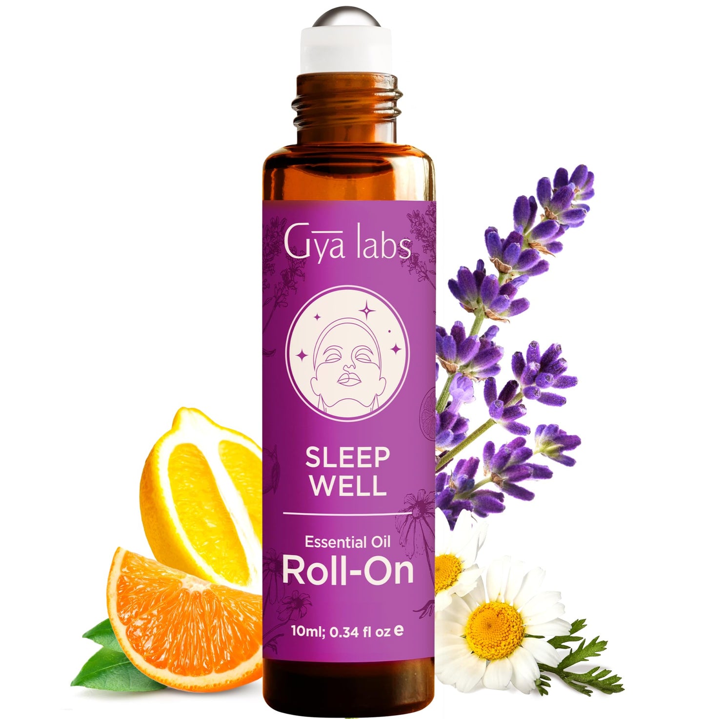 Gya Labs Sleep Well Essential Oil Roll on - 100% Pure Natural Aromatherapy Relax Oil for Women - Blend with Calming Chamomile & Relaxing Lavender for Better Rest, Travel Size (0.34 Fl Oz)