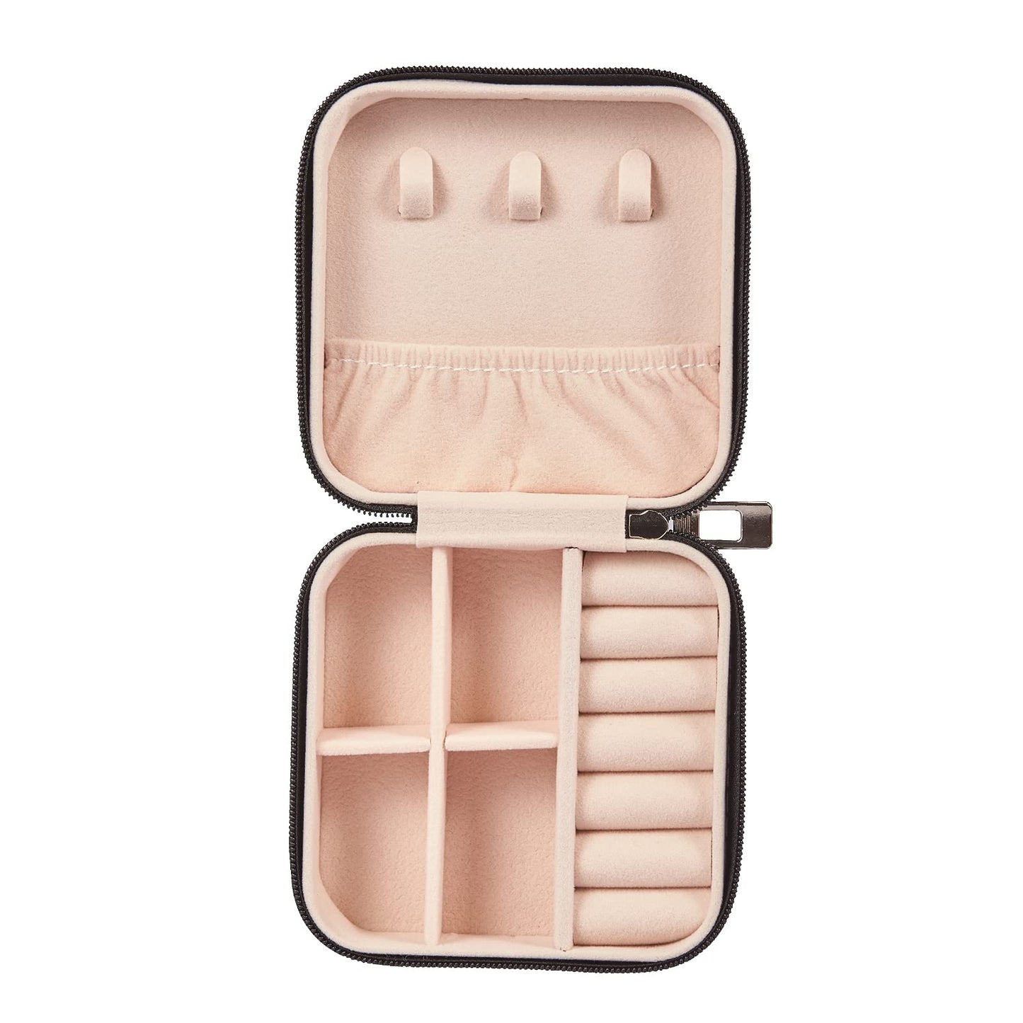 LETURE PU Leather Small Jewelry Box, Travel Portable Jewelry Case for Ring, Pendant, Earring, Necklace, Bracelet Organizer Storage Holder Boxes (Black)