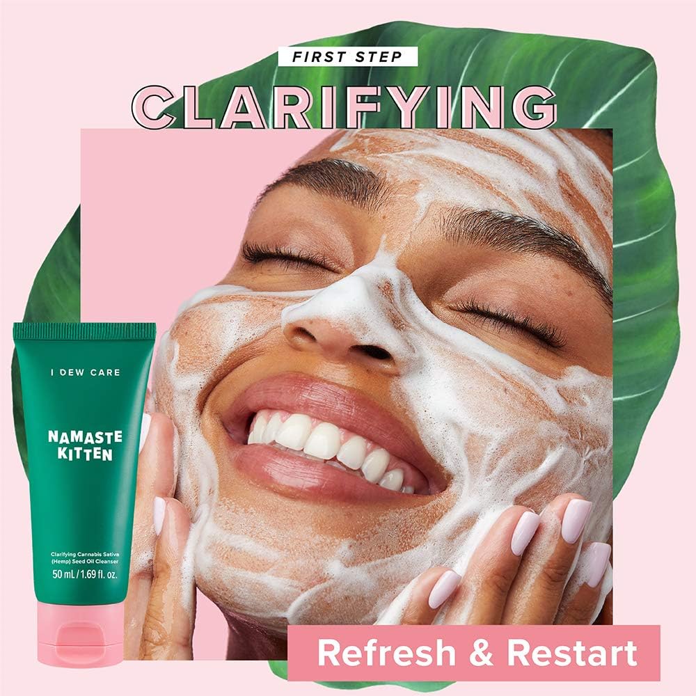 I DEW CARE Blemish Heartleaf Skincare Set - Kitten My Balance On | Foam Cleanser & Wash-off Mask & Serum, Clear and Soothe Irritation, Abosorb Excess Oil, Gentle Face Wash, Travel Size