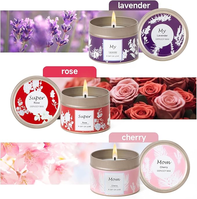 Scented Candles Gifts for Women, 3 Pack 2.6 oz Natural Soy Aromatherapy Candles for Women, Exquisite Candles Set Gift, Small Candle Gift for Mother's Day, Birthday, Christmas