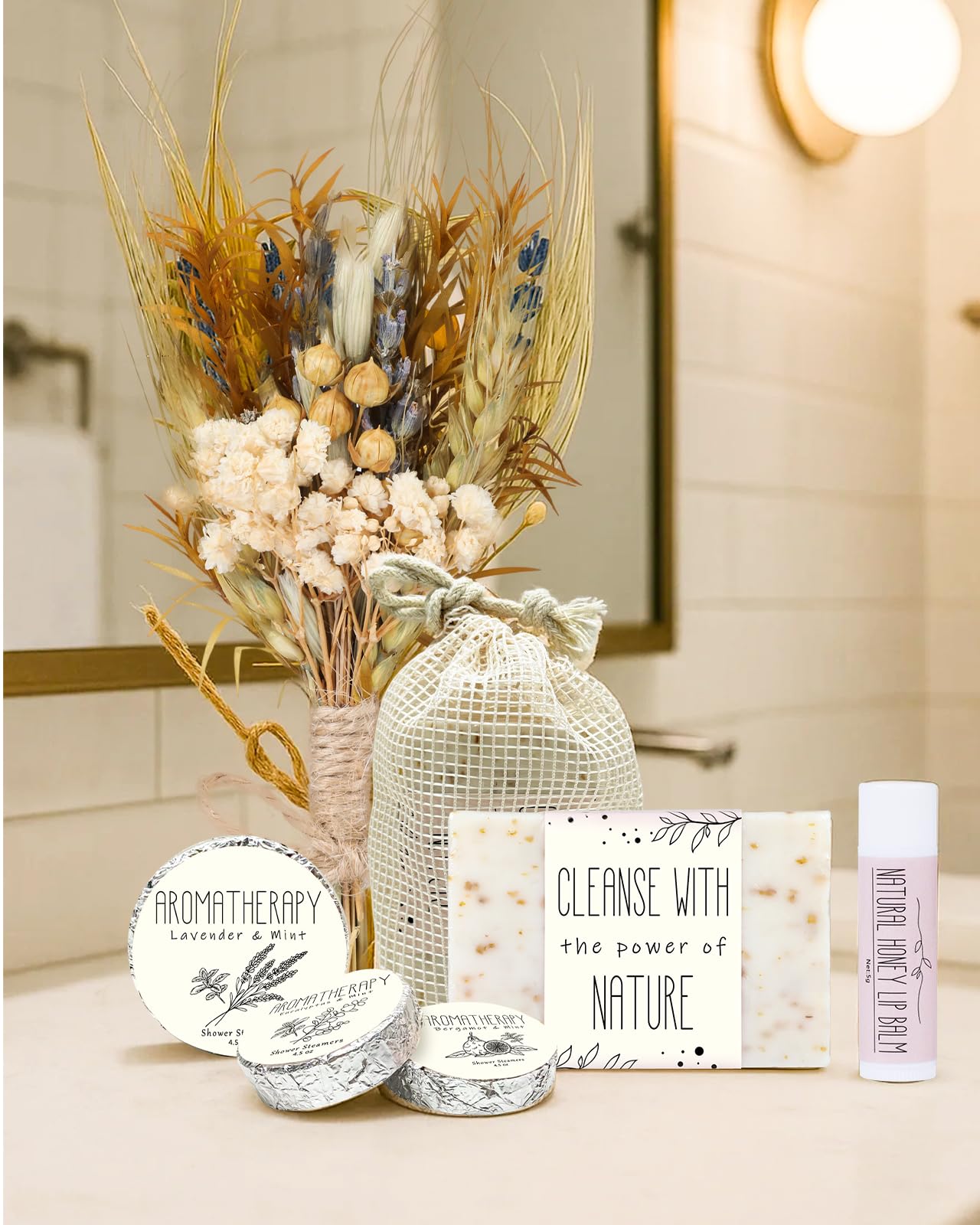 JMHACHY Spa Gifts for Women - Mothers Day Gifts for Mom, Self Care Kit, Birthday Anniversary Care Package Ideas for Wife Girlfriend Her from Daughter Husband Friend, 8PCS Items with Natural Themed