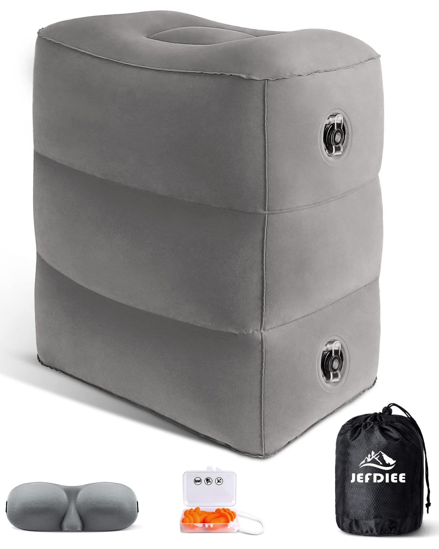 JefDiee Inflatable Foot Rest Pillow, Kids Airplane Bed, Adjustable 3 Layers Height Leg Rest Pillow, Airplane Travel Essentials Great for Office, Home, Trains, Cars