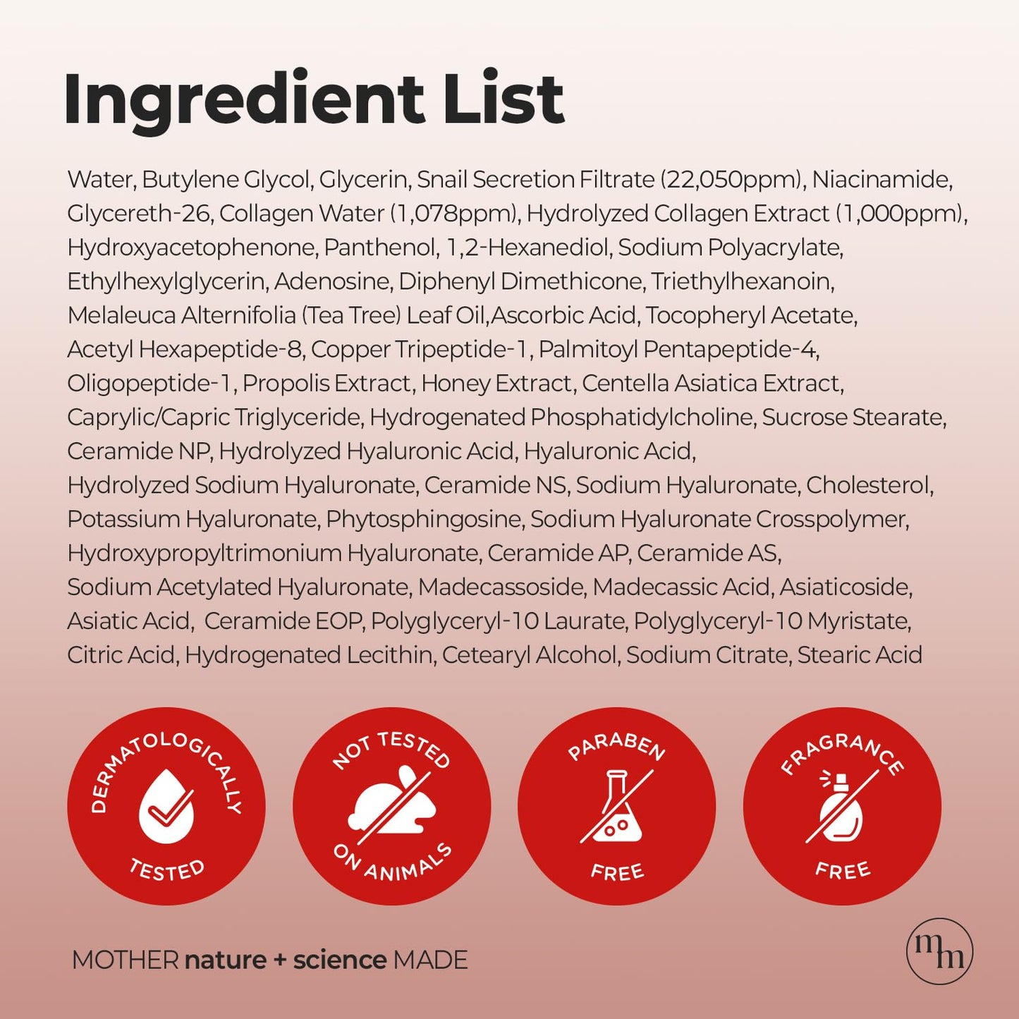 MOTHER MADE Deep Moisturizing Rich Snail Collagen Face Sheet Mask Pack of 5, with Snail Mucin, Low Molecular Collagens, Peptides, Niacinamide 2%, Korean Skin Care