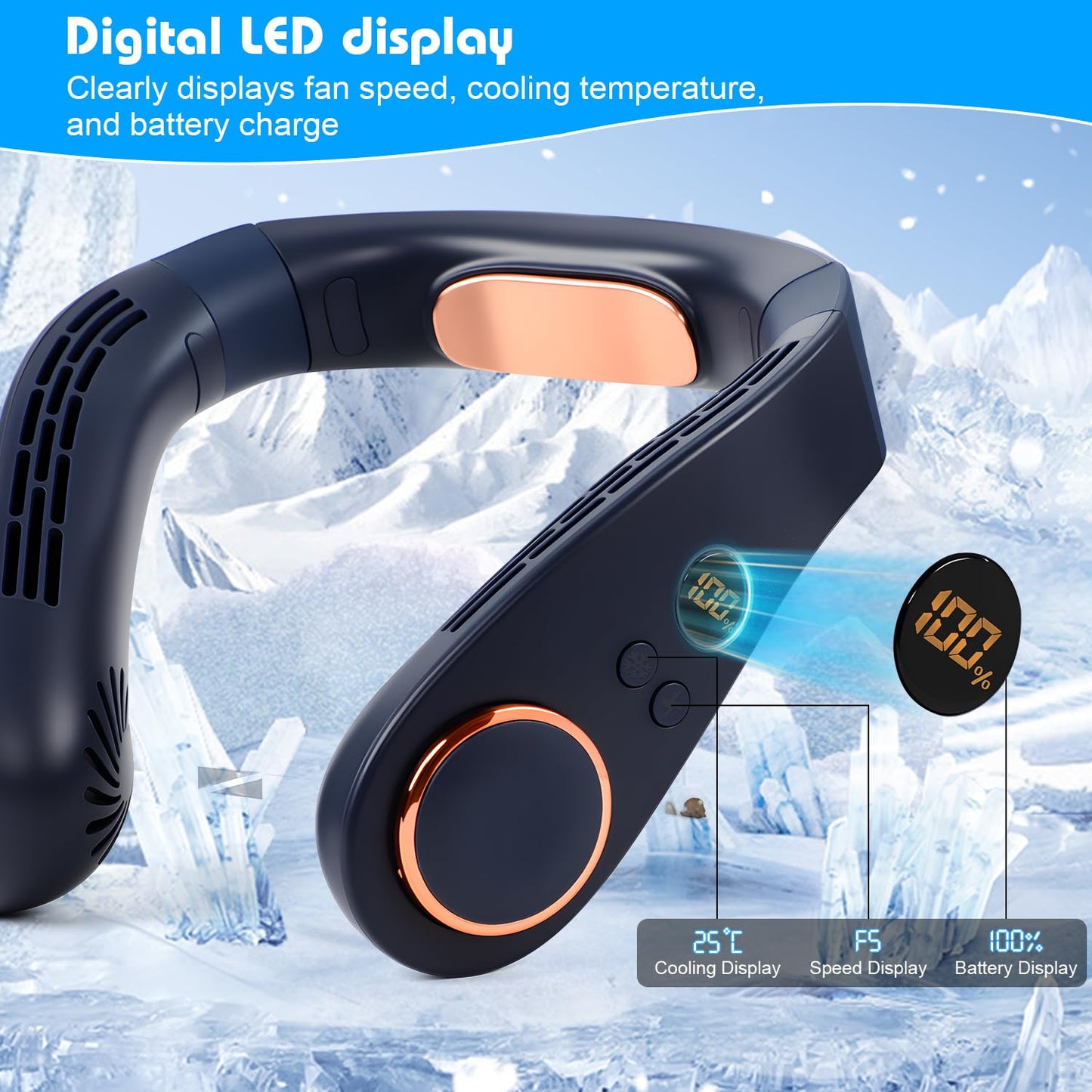 Neck Fan with Cooling Plate,5500mAh Neck Fans that Blow Cold Air Rechargeable Battery Operated,Bladless Quiet Personal Portable Neck Fans for Women Men,Wearable Neck Coolers for Hot Weather (White)