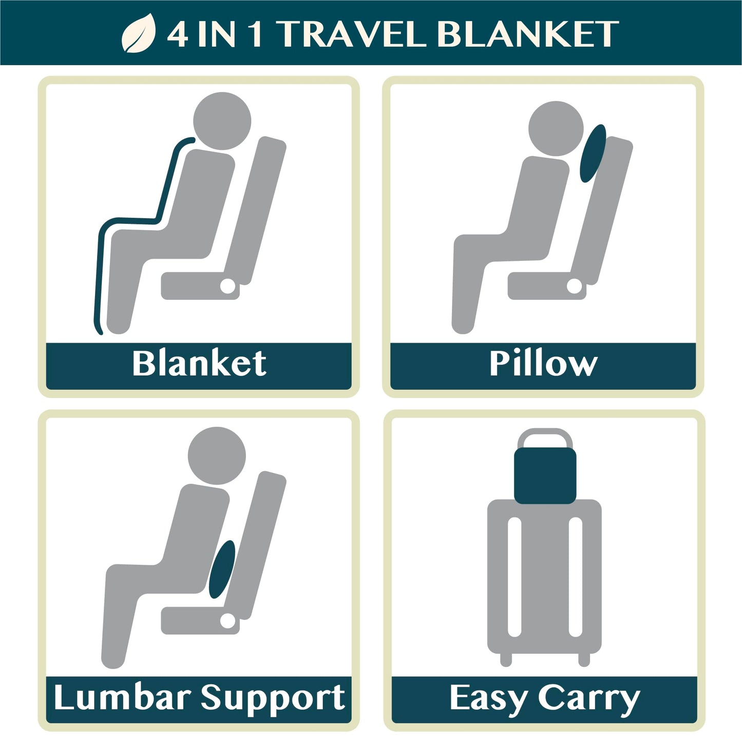 PAVILIA Travel Blanket Pillow, Soft Airplane Blanket 2-IN-1 Combo Set, Plane Blanket Compact Packable, Flight Essentials Car Pillow, Travelers Gift Accessories Luggage Backpack Strap, 60x43 Slate Blue