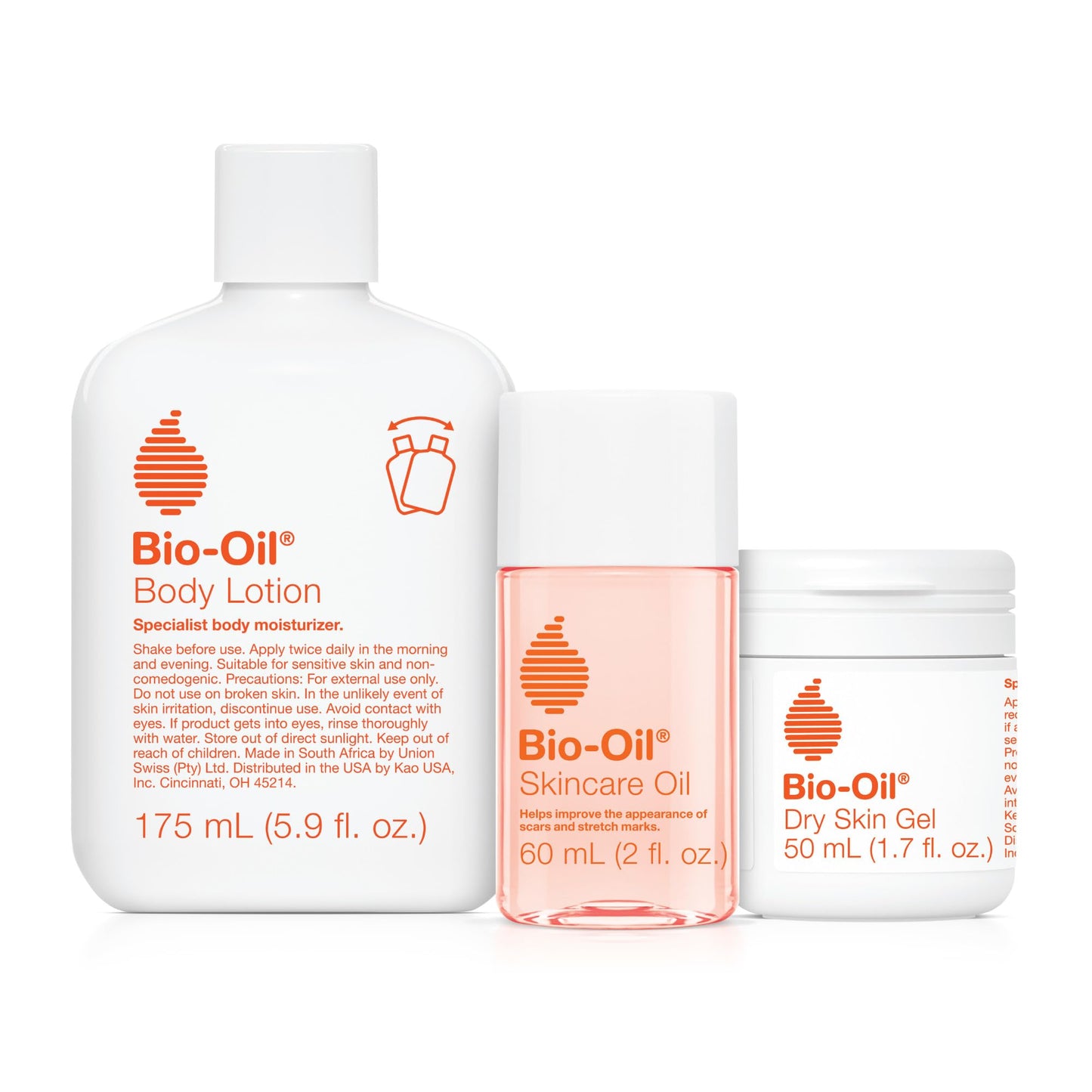 Bio-Oil Skincare Set for Scars, Stretch Marks, and Dry Skin, 3 Pc Travel Size Kit Includes Skin Care Oil (2 oz), Dry Skin Gel (1.7 oz), and Body Lotion (5.7 oz), Pregnancy and Maternity Stretch Marks