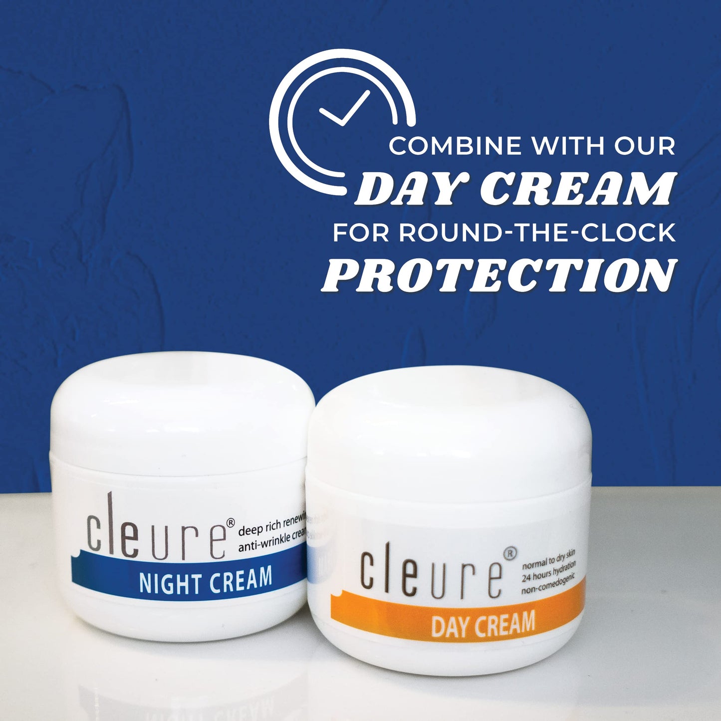 Cleure Hyaluronic Acid & Shea Butter Anti-Aging Night Cream/Day Cream Skincare Set for Sensitive Skin, Gluten, Salicylate, Paraben & Fragrance Free
