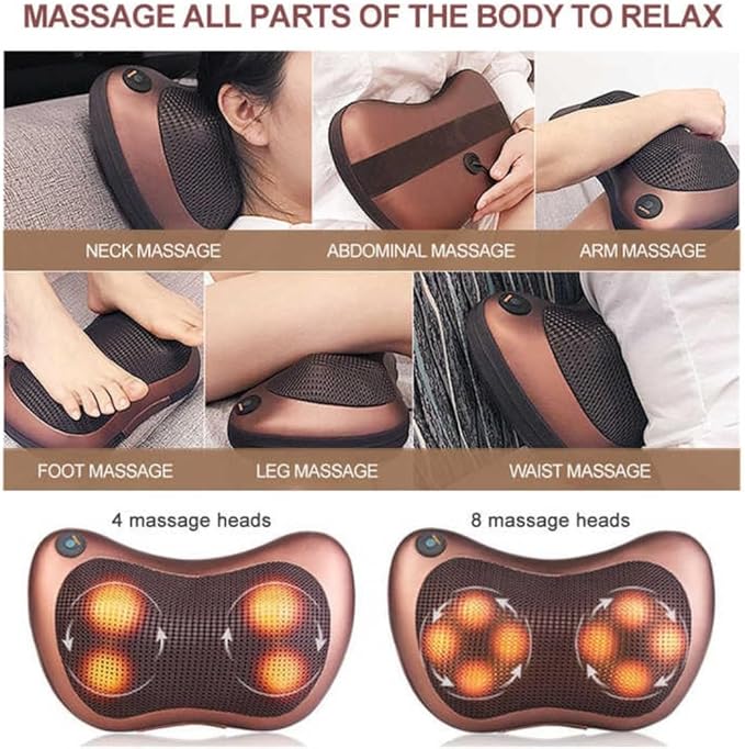 Shiatsu Back and Neck Massager with Heat – Deep Tissue, Pain Relief Pillow for Neck, Shoulders, Legs, Feet – Relaxing Electric Massager for Home, Car & Office Use