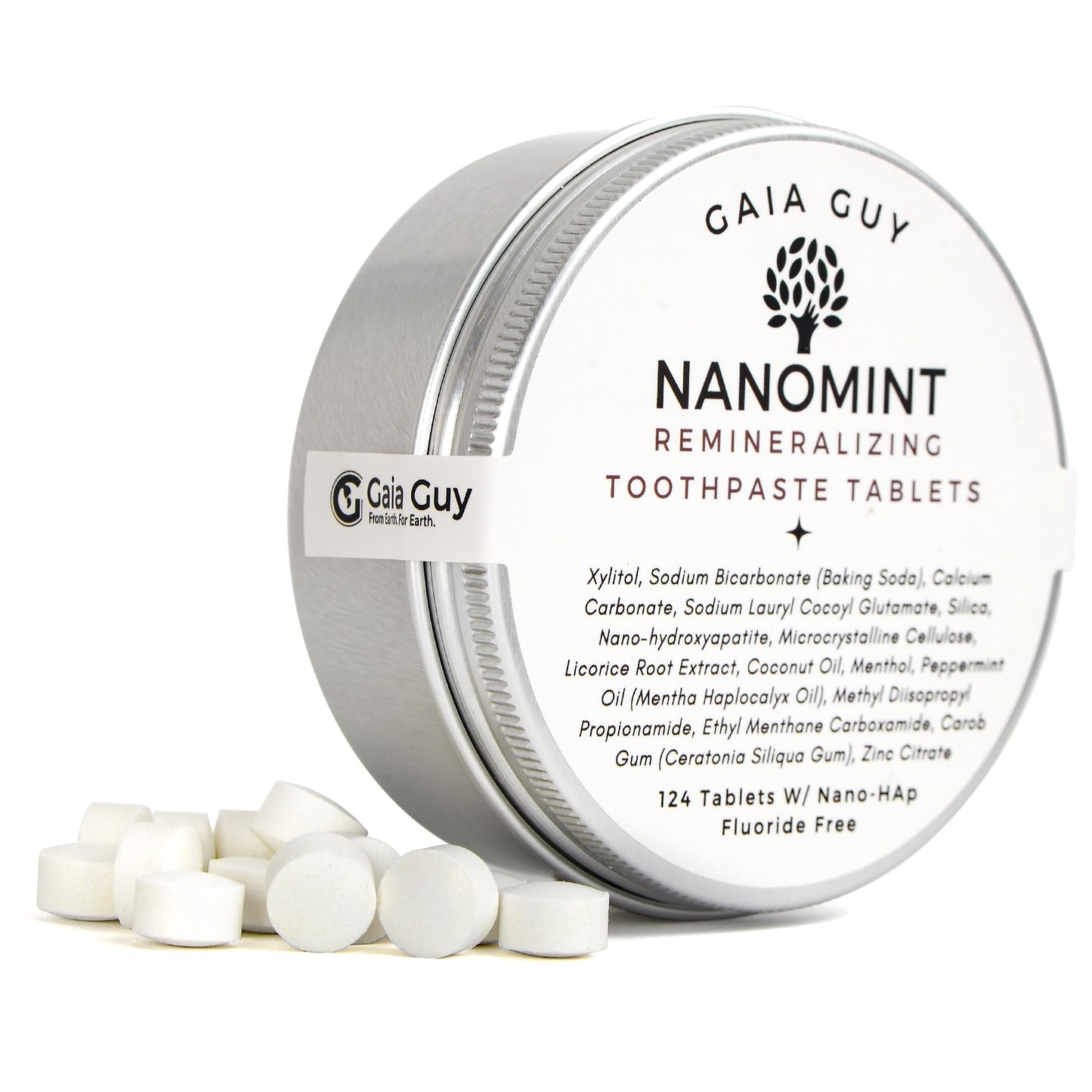 NanoMint | Remineralizing Toothpaste Tablets | Nano Hydroxyapatite Fluoride Free | 124 Toothpaste Tabs | Eco Friendly, Travel Mouthwash Tablets | Freshens Breath & Strengthens Tooth Enamel