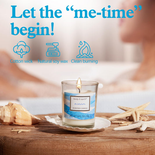 Bath and Body Gift Set for Women, Body & Earth Ocean Gift Basket, 7 Pcs Bath Sets for Women Gift with Bubble Bath, Body Lotion, Scented Candle, Spa Kit for Women, Christmas Gifts for Mom