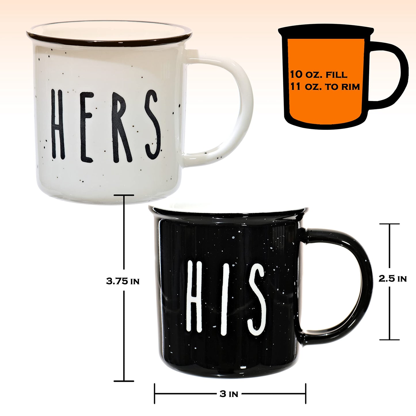 His And Hers Mugs Set Of 2 Coffee Mug 11 Ounce, Cute Matching Coffee Mug Couples for Anniversary, Engagement Him Her Gift