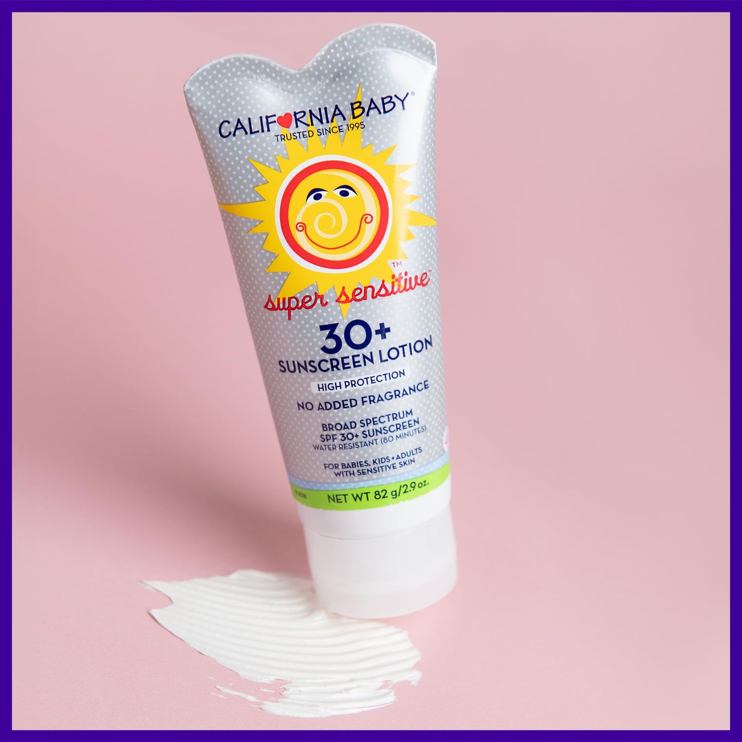 California Baby Super Sensitive SPF 30+ Sunscreen | Unscented | Mineral Based | Titanium Dioxide | Travel Size Baby Sunscreen for Face + Body | 1.8 oz