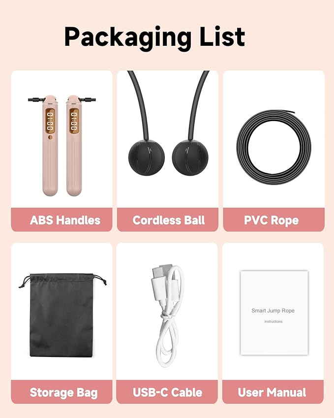 KINTHEA 2 in 1 Smart Jump Rope, APP Control & Data Record, Cordless Jumping Rope with Counter for Women, Men, All Age, Adjustable Skipping Rope for Cardio Fitness in Limited Home Space & Outdoor