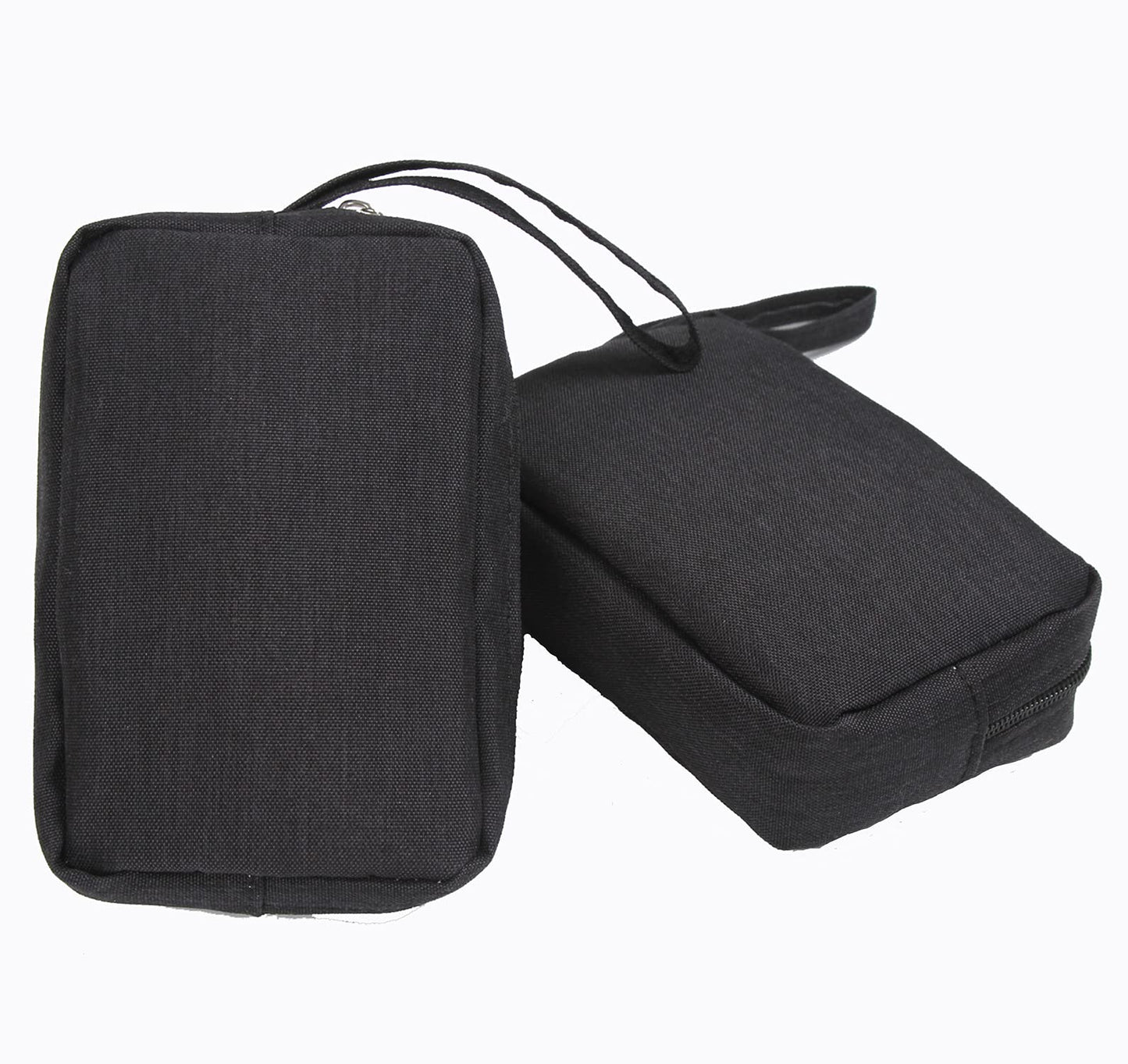 2 Pieces Small Zippered Pouch, Portable Electronics Soft Organizer, Little Toiletry Carry Bag Mini Cosmetic Makeup Bag, Coin Purse Wallet, Travel Accessories Make up Case for Purse,Storage Black