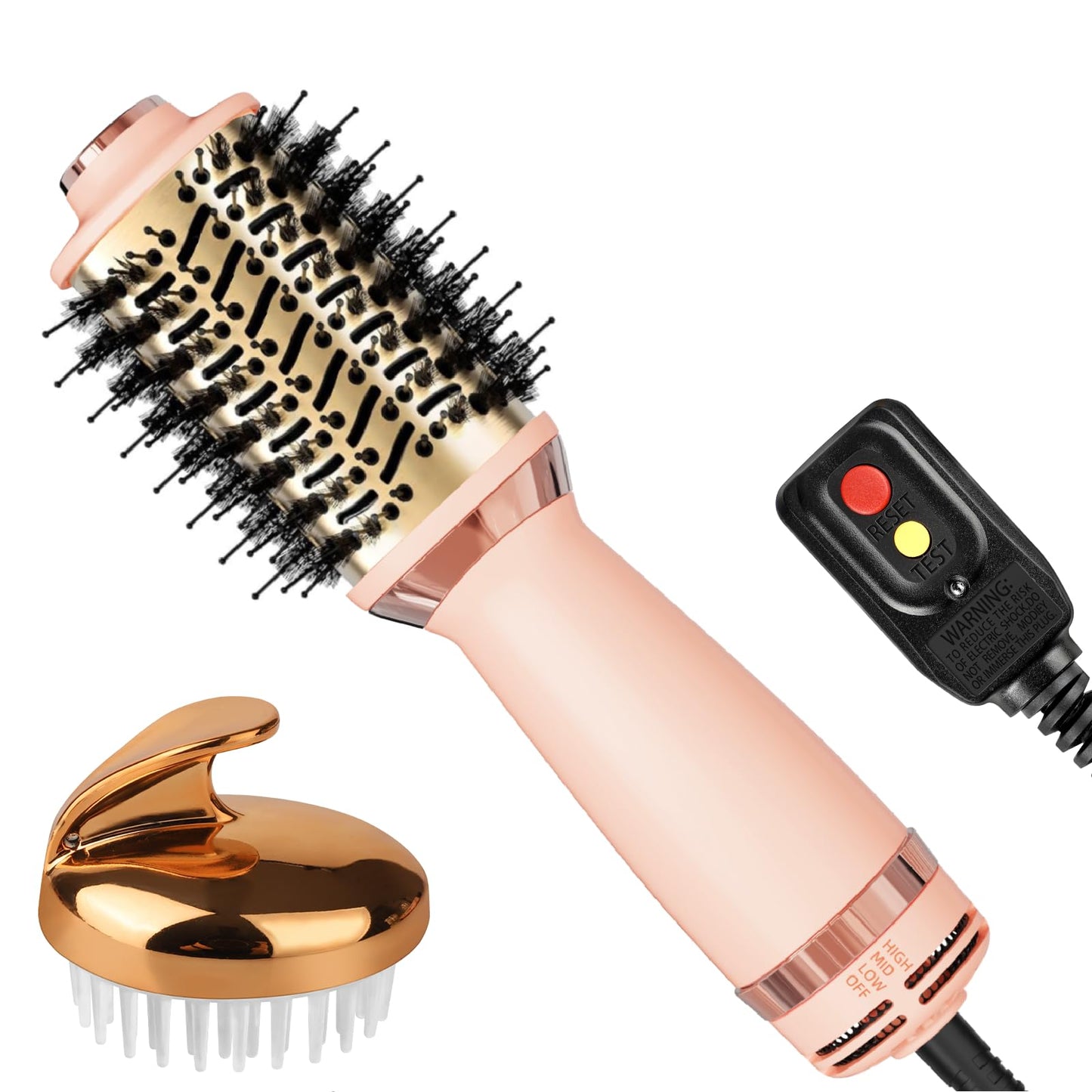 Voseki Hair Dryer Brush Blow Dryer Brush in One, 4-in-1 Hair Dryer Brush Blow Dryer with Oval Barrel, Mini Hot Air Brush for All Hair Types(Pink)
