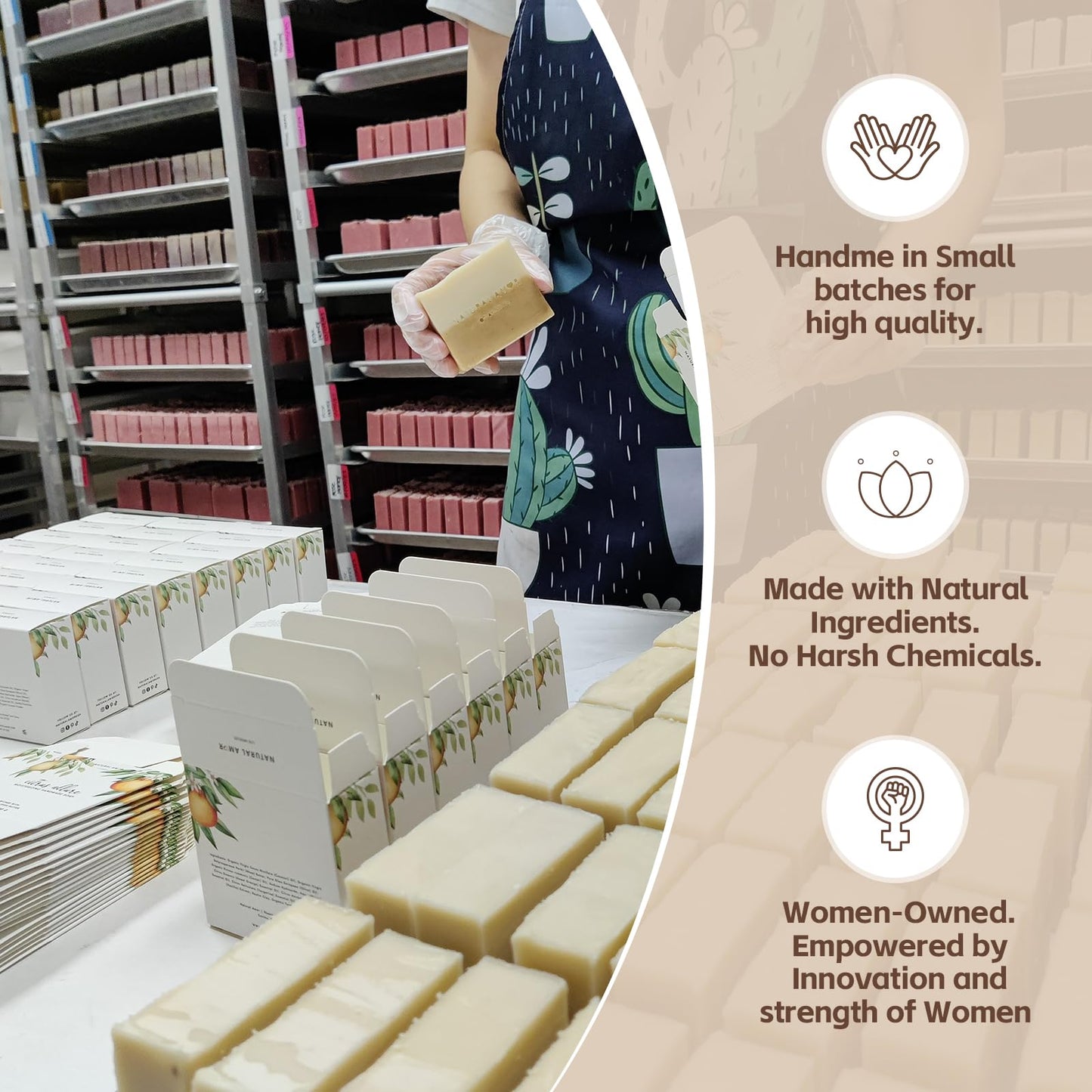 Natural Amor Spa Gift Set for Women – Handmade Lavender Soap, Rose Clay Mask, Candle, Rose Bath Salt & Sleep Mask – Relaxing Self Care Kit, Birthday Gift Box for Her