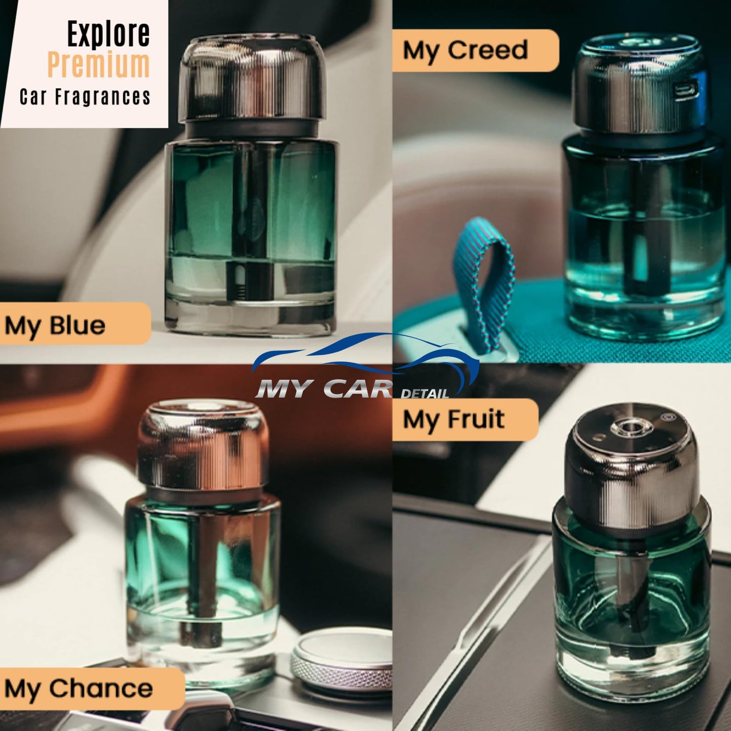 Smart Air Freshener, MyPerfume Car Diffuser – USB Aromatherapy Essential Oil Humidifier, Mini Portable Scent Diffuser for Car, Home & Office – MyCreed 160ml