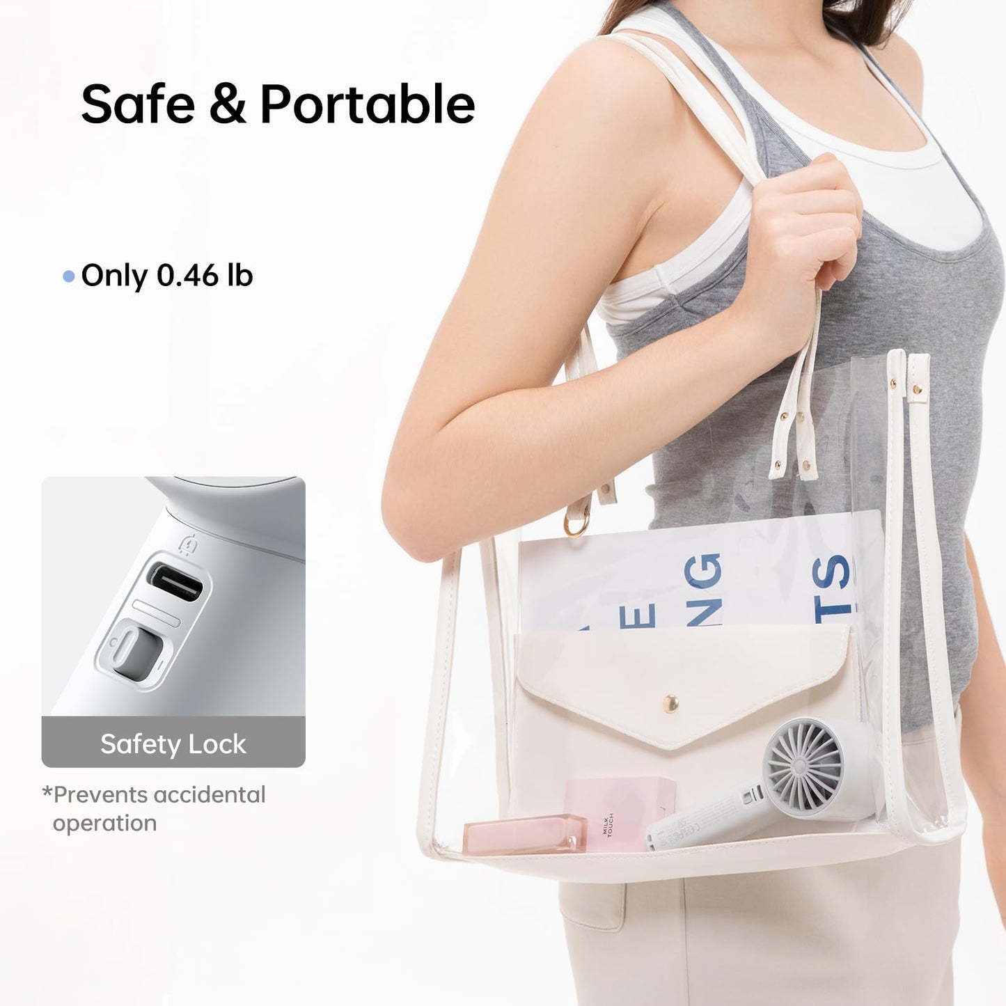 JISULIFE Handheld Turbo Fan, 5000mAh Rechargeable Portable Fans,Up to 28 Hours Working,5 Speed Strong Wind,Personal Mini Fan for Travel Outdoor Camping Beach Makeup(Gray)