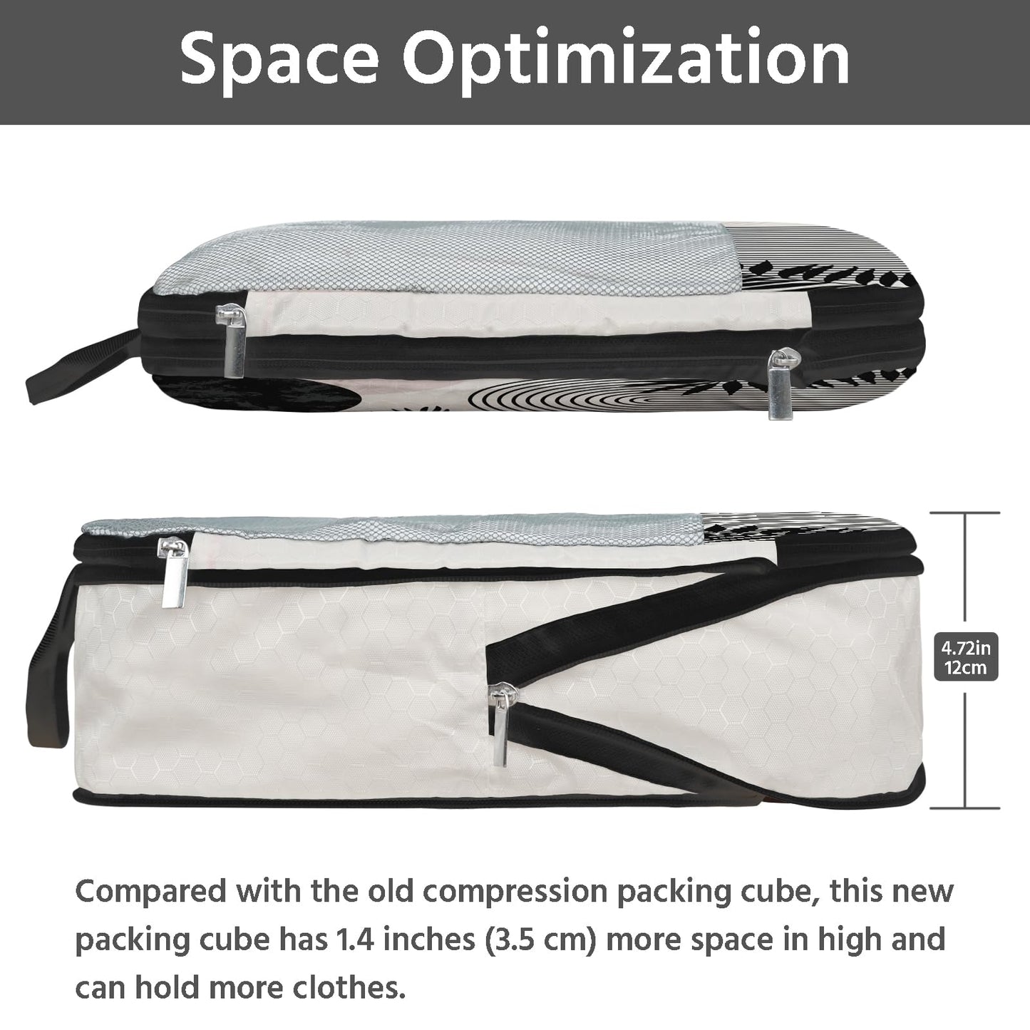 7 Pcs Compression Packing Cubes for Travel, Waterproof Suitcase Luggage Backpack Organizer with Toiletry Bag Travel Essentials for Women/Men-Black Bohemia