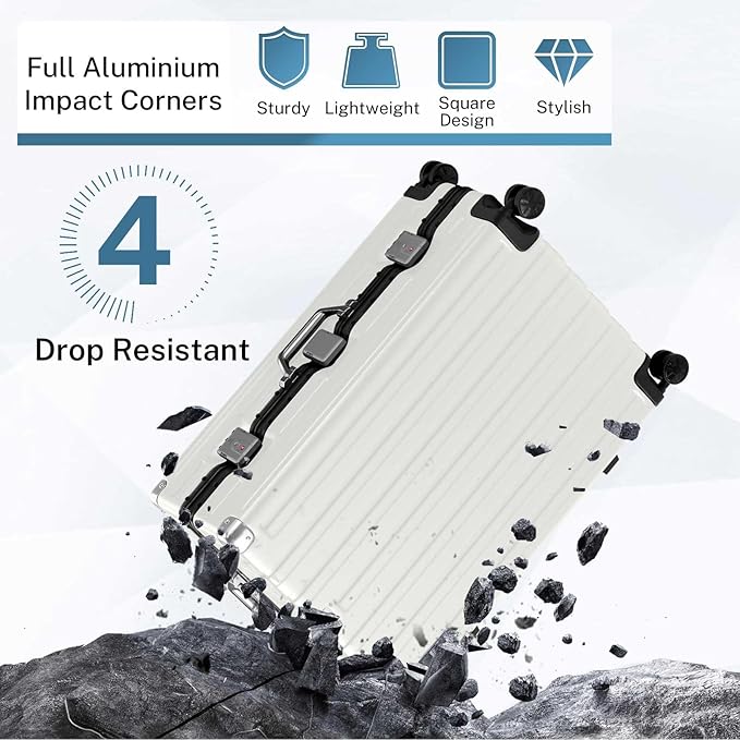 Krute Luggage 24 Inch Aluminum Frame Zipperless Suitcase with Spinner Wheels Checked Luggage PC+ABS Lightweight Hardshell