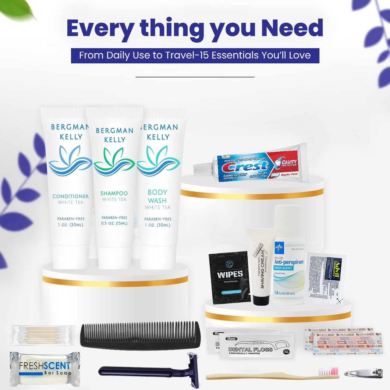 Trektote Travel Toiletry Kit for Men and Women – 20 Piece Set of Travel Size Toiletries, TSA Compliant, Includes Shampoo and Conditioner, Body Wash, Toiletry Bag & More