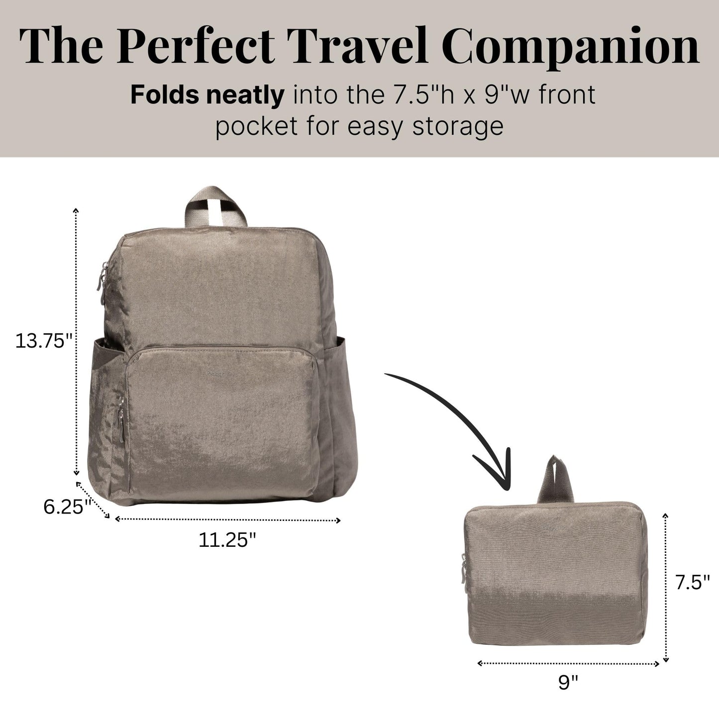 Baggallini Women's Carryall Packable Backpack, Sterling Shimmer