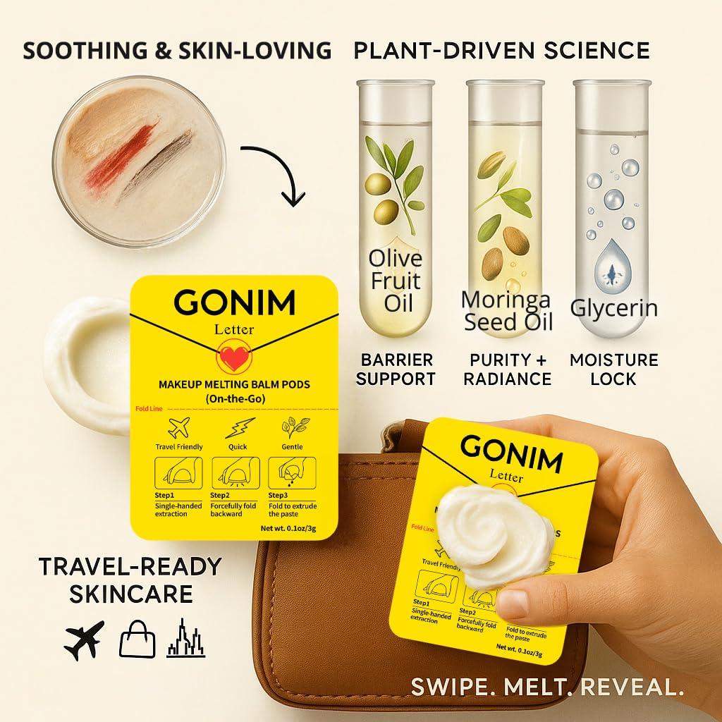 GONIM Cleansing Balm Makeup Remover, Hydrating Facial Cleanser for On-the-Go, Makeup Remover Melting Balm, Travel Size Mini Makeup Cleansing Oil, Travel Essentials for Women, Soothing 3gx15pcs