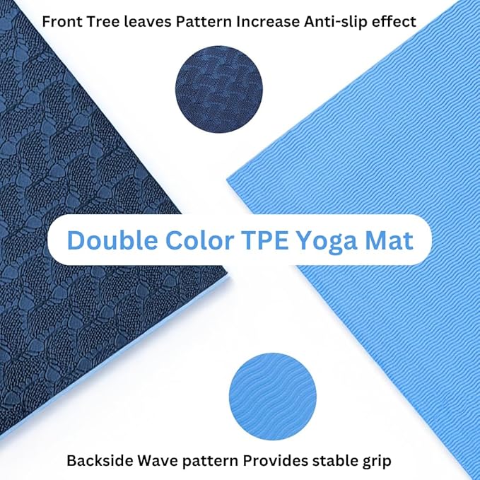 "Premium Extra Thick Yoga Mat With Strap-6mm Non-Slip,Eco-friendly,High-Density TPE,Ideal For Home,Gym, Perfect Exercise Mat for Pilates & Studio-72 L*24 W, Available In Rectangular & Arch Shapes"