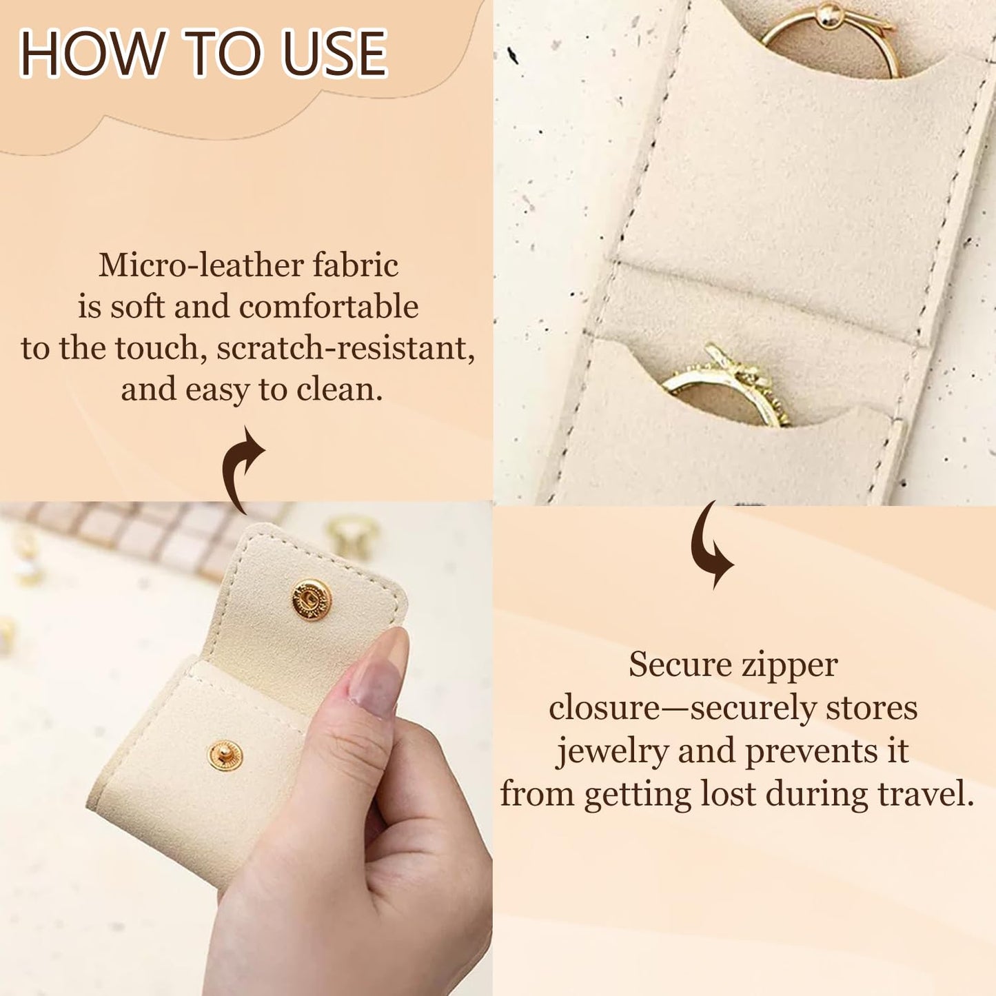 Compact Travel Jewelry Organizer Bag - Portable Foldable Roll with Buckle, Ideal for Earrings, Rings, and Necklaces - Travel-Friendly Small Jewelry Case