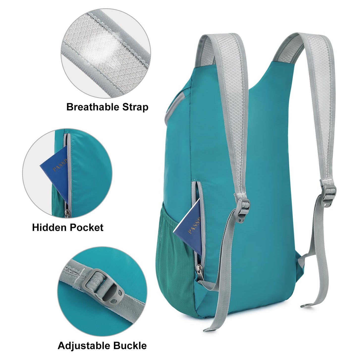 G4Free 11L Hiking Backpack Small Ultra light Packable Backpack Travel Bag for Women Men Casual Outdoor Camping Daypack (Teal Blue)