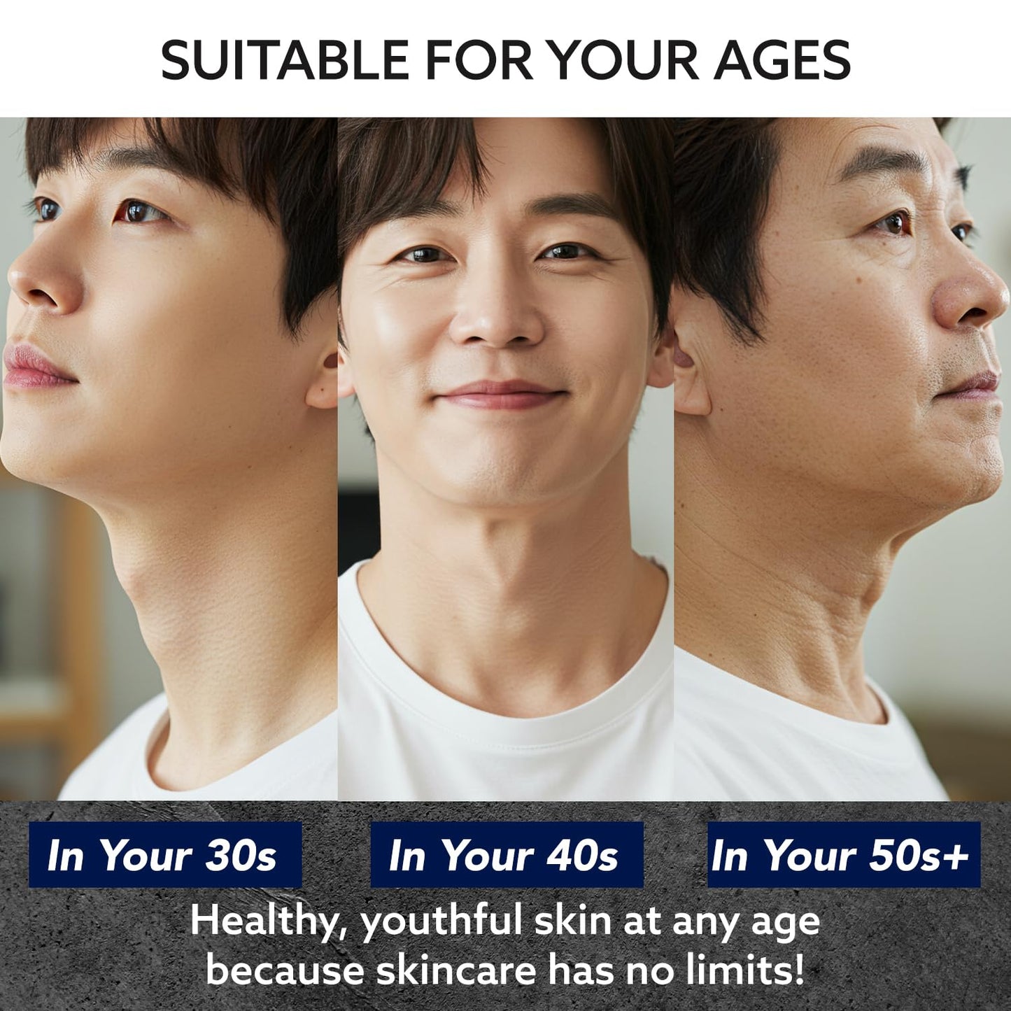 Korean 6 in 1 Face Cream for Men: Anti-Aging Skin Care Facial Moisturizer for Wrinkles Under Eye Bags Dark Circles Puffiness & Firming with Retinol Collagen Peptides Caffeine & Hyaluronic Acid, 1.7 oz