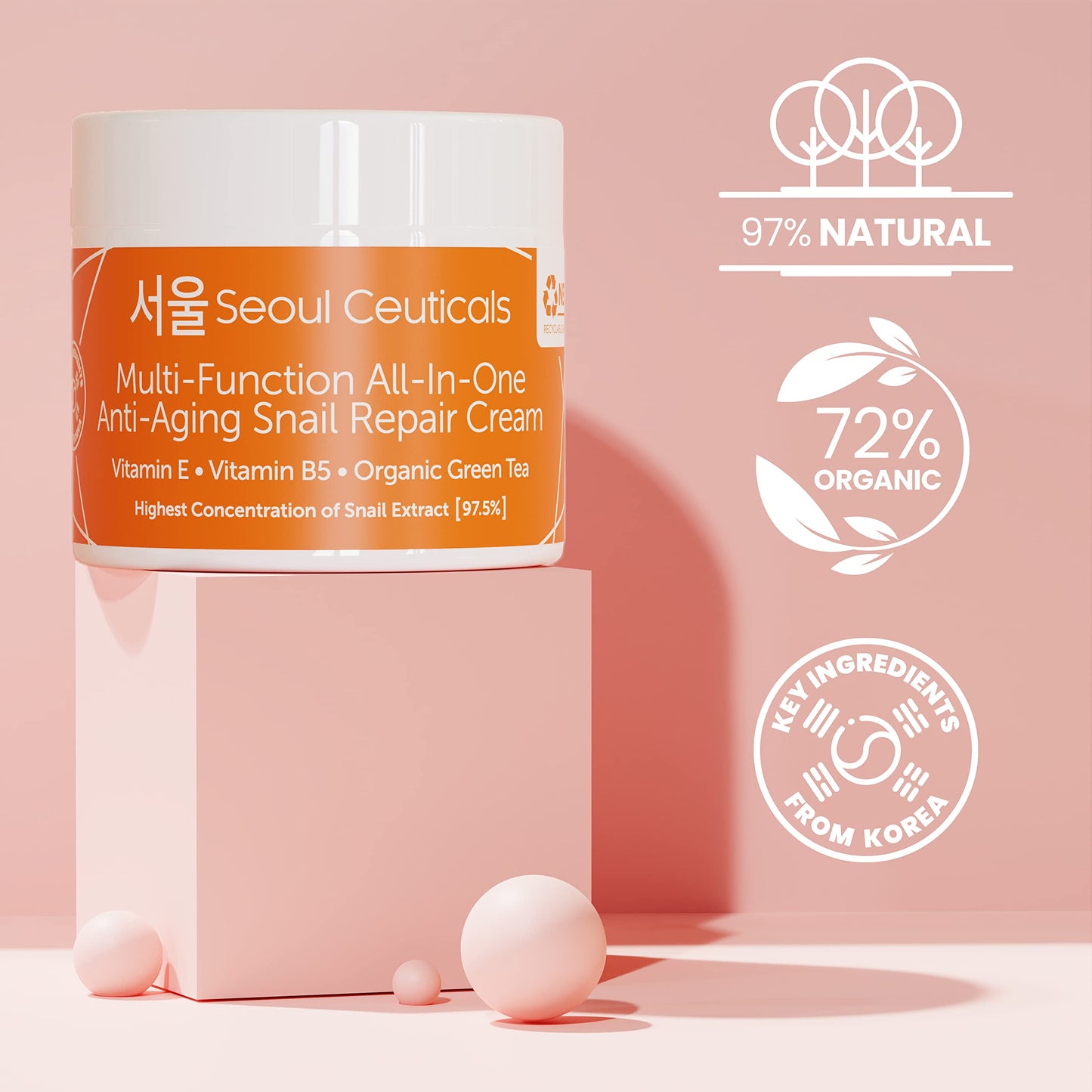 Korean Skin Care Set - Potent Vitamin C Serum with Korean Snail Repair Cream - The Most Potent Duo For Providing You With That Bright, Youthful Glow. Your Natural & Organic Korean Beauty Routine