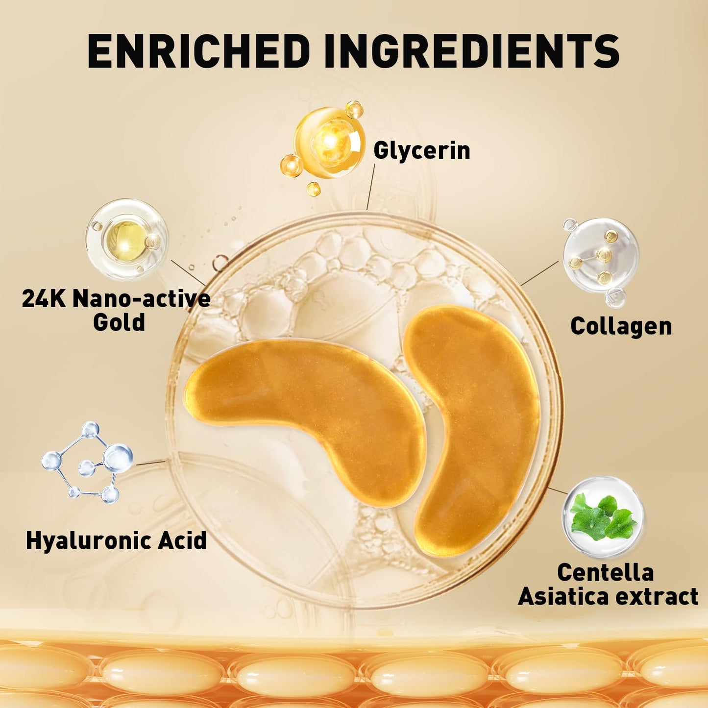 CHMI Under Eye Patches (50 Pairs) - 24K Gold Eye Patches for Puffy Eyes, Dark Circles, EyeBags and Wrinkles, Collagen Skin Care Products, Beauty & Personal Care