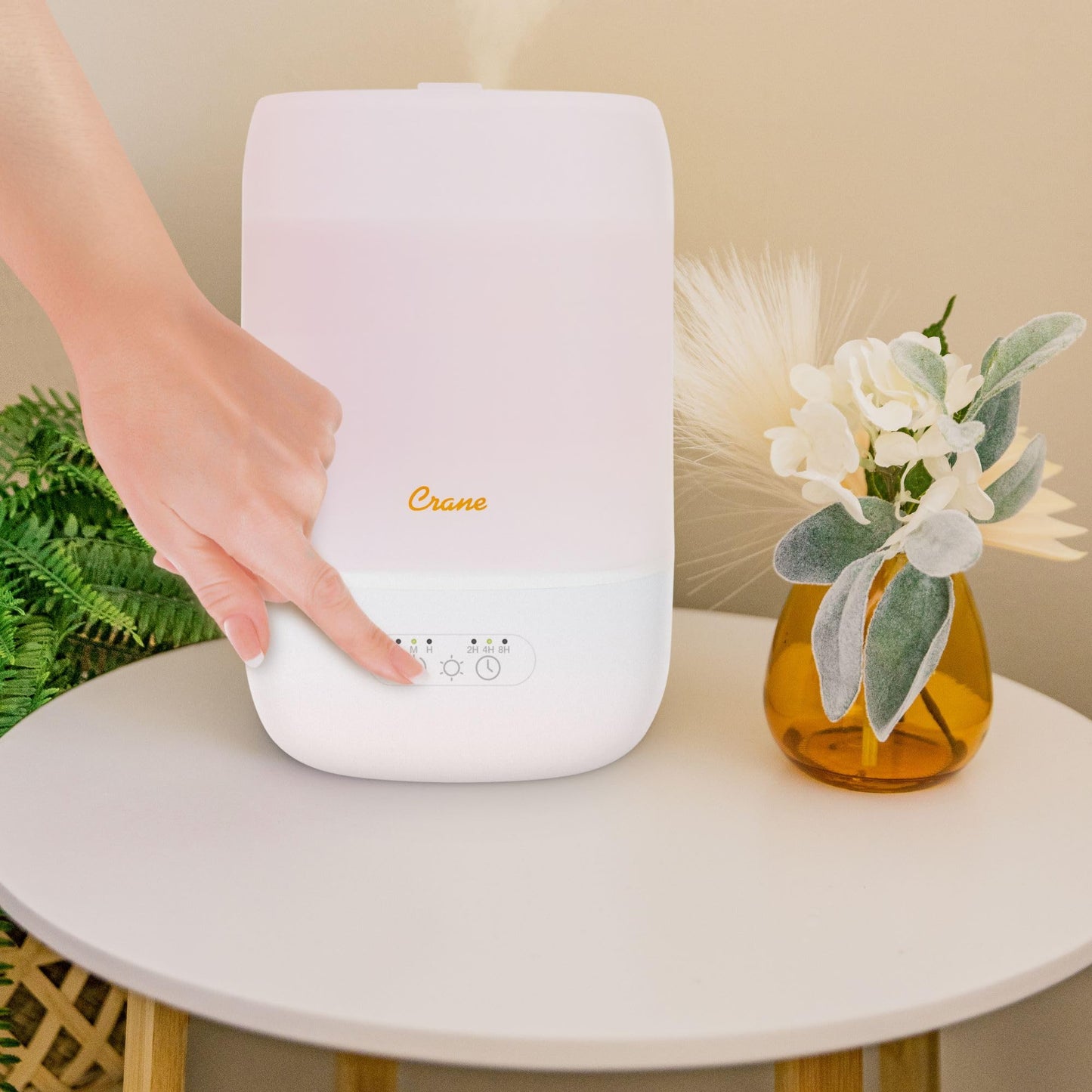 Crane Ultra-Quiet 3-in-1 Humidifier for Baby with Essential Oil Tray, 7-Color Sleep Light, 1 Gallon Top-Fill Tank, Ideal for Bedroom