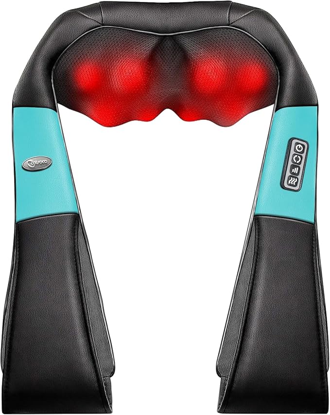 cotsoco Neck Massager, Shiatsu Neck and Back Massager with Heat for Pain Relief, Deep Tissue 3D Kneading Massage Pillow, Relaxation Gifts for Men and Women, Gifts for Dad, Elderly,Wife(Teal)