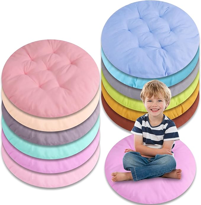 12 Pcs 16 Inch Floor Pillows Cushions for Kids, Toddlers, Adults - Flexible Seating Pillows for Classroom, Home, School - Reading, Playing Chair Cushions (Bright Color)