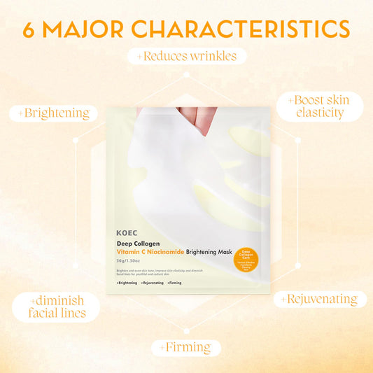 Ueseinl 4 Pack Collagen Face Mask, Deep Lifting Mask, Bio-Collagen Films Deep Hydrating Firming Overnight Hydrogel Mask, Hydrating Anti Wrinkle Lifting Facial sheet masks