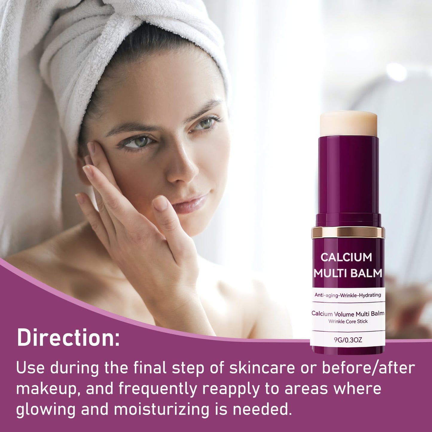 Cemenrete Calcium Multi Balm, Korean Collagen Moisturing Stick, Anti-aging, Sagging, Wrinkles, Hydrating, Almond & Vitamin E for Lip Balm Eye Cream Neck