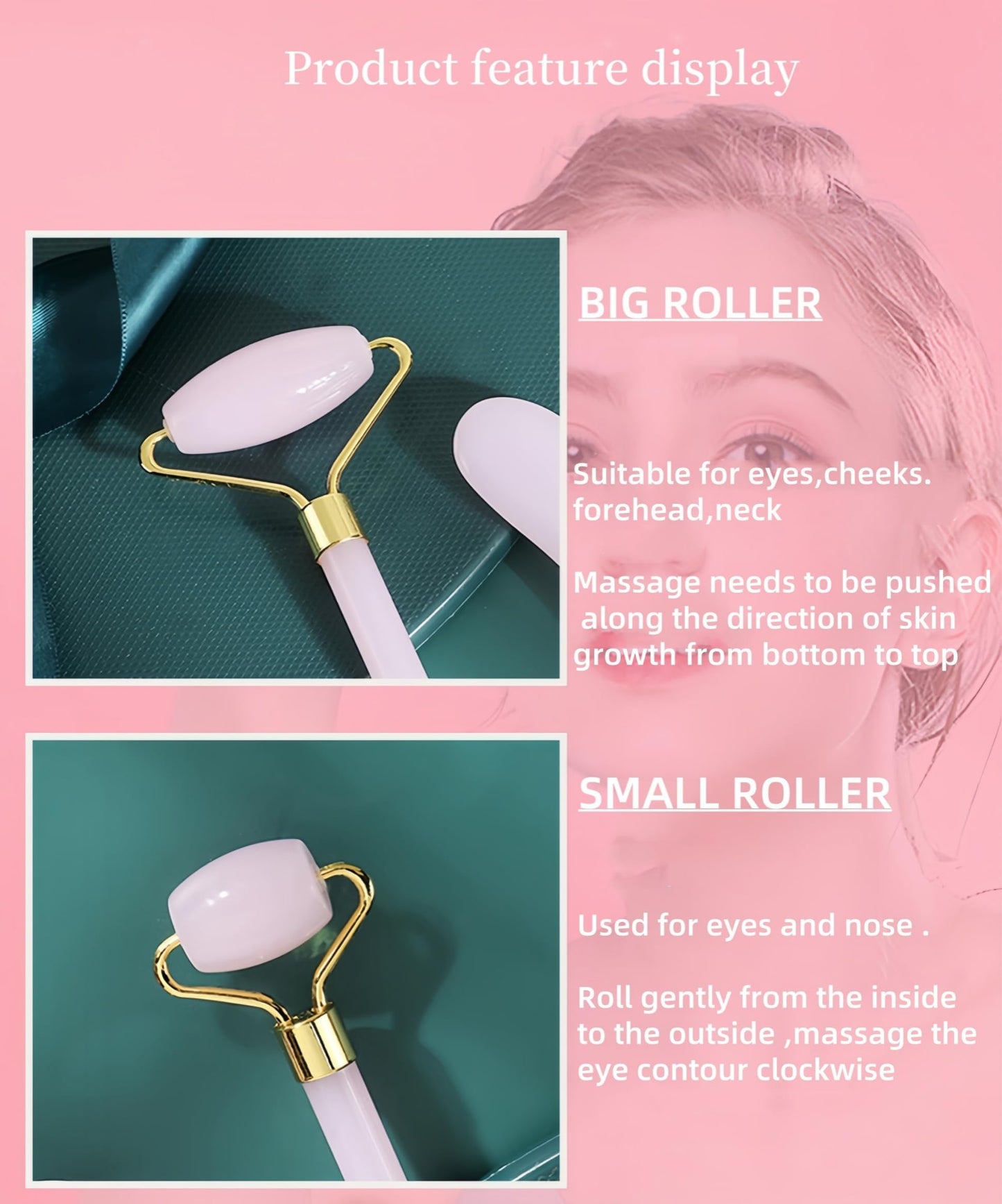 Bolithui Jade Roller Massage Stick & Gua Sha Set - 100% Natural Stone Facial Massage Tools for Lymphatic Drainage, Anti-Puffiness & Glowing Skin, Spa-Quality Skincare, Gift-Ready Packaging
