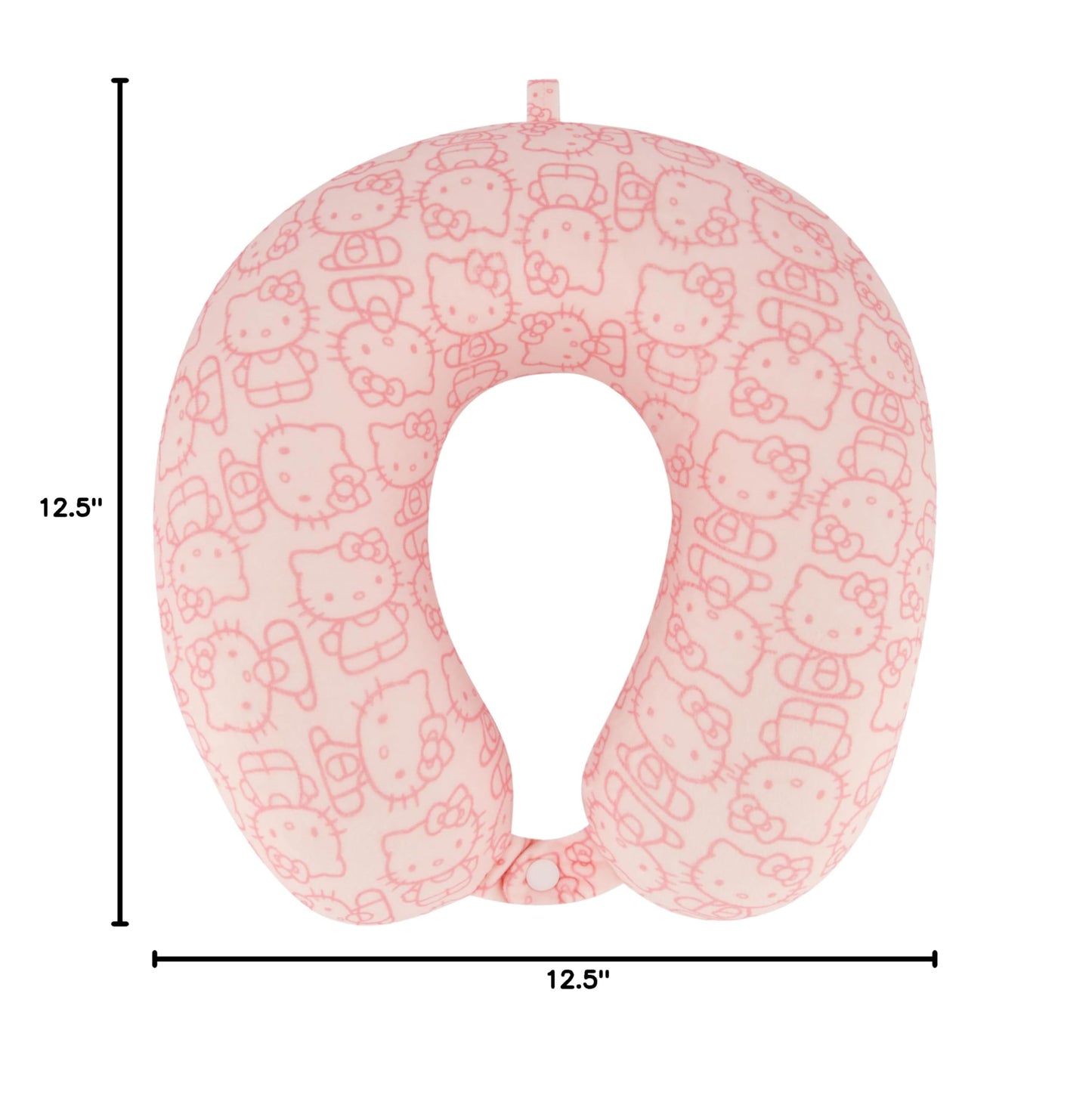 FUL Hello Kitty Neck Pillow, All Over Print Memory Foam Travel Accessories for Airplane, Car and Office, Comfortable and Breathable, Pink