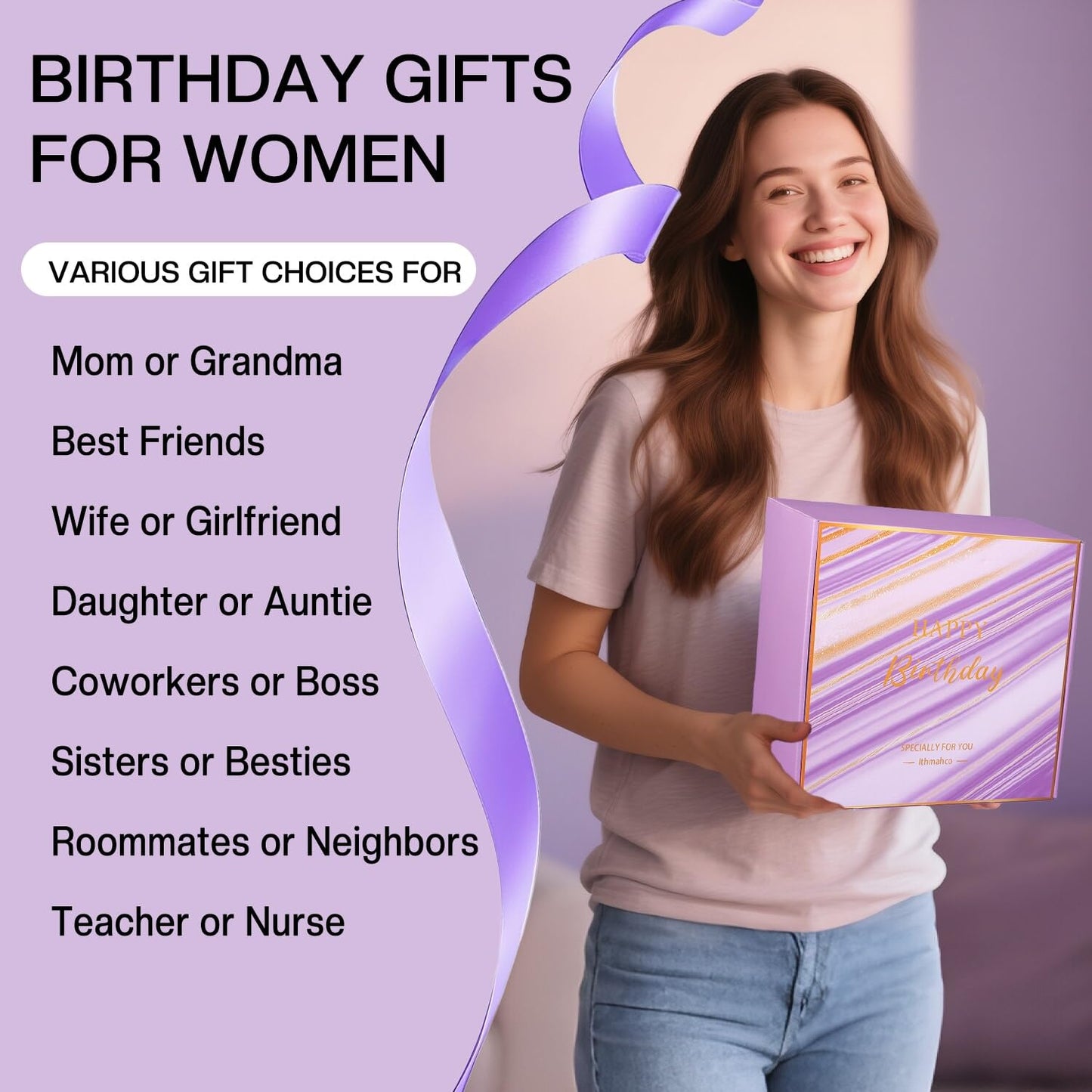 Birthday Gifts for Women Friendship Unique, Happy Birthday Gifts Basket for Women Mom Sister Best Friend Her Wife Girlfriend Daughter Aunt Coworker Boss, Bath Sets Spa Gift Baskets