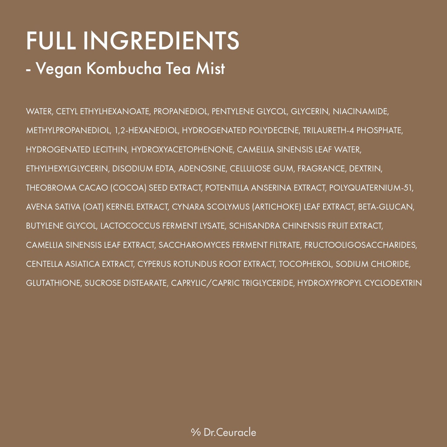 Dr.Ceuracle Vegan Kombucha Tea Mist - Hydrating Face Mist, Portable Milky Spray Serum, Korean Skincare (80 ml / 2.70 fl. oz.)