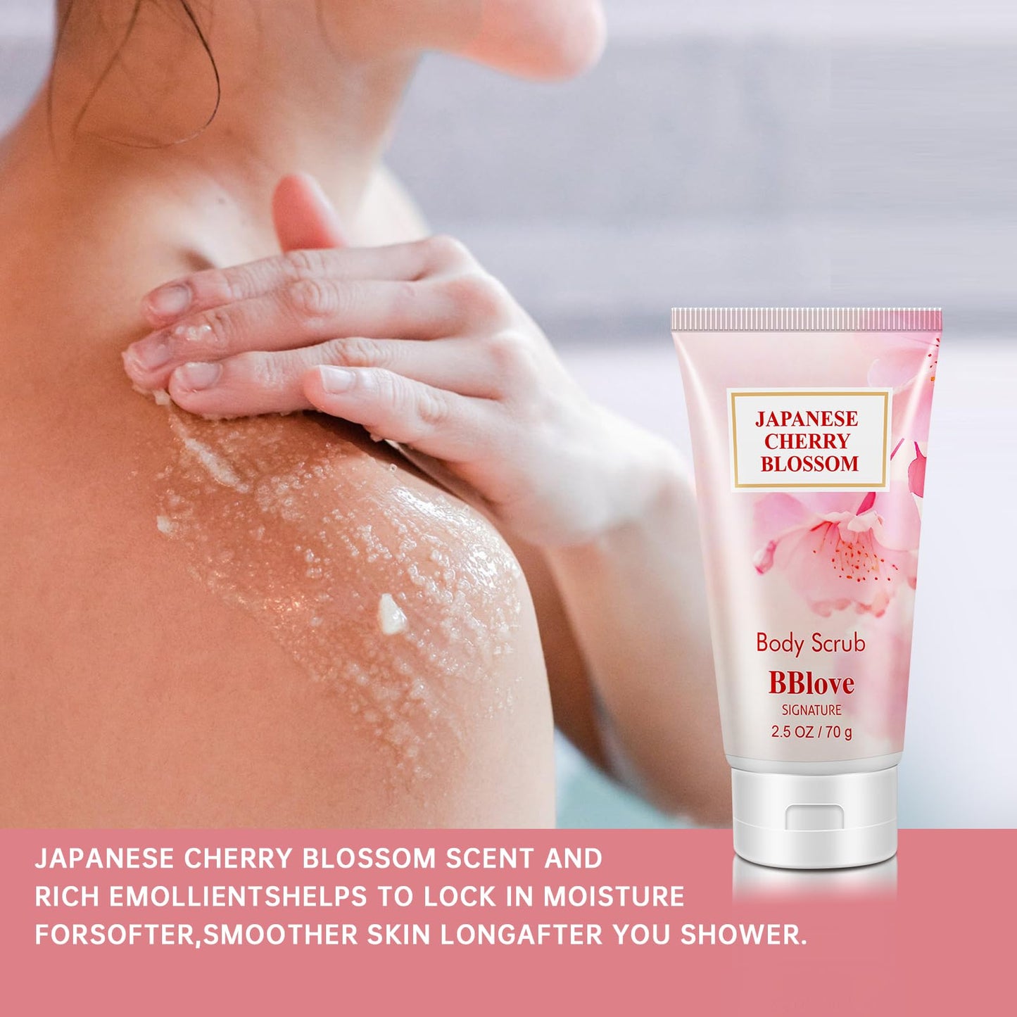 Bath and Body Gift Set for Women & Girls, Japanese Cherry Blossom, 4PCS Set for-Shower Gel, Body Lotion, Body Mist, Exfoliating Scrub, Body Care Travel Set for Birthday Mother's Day Gifts