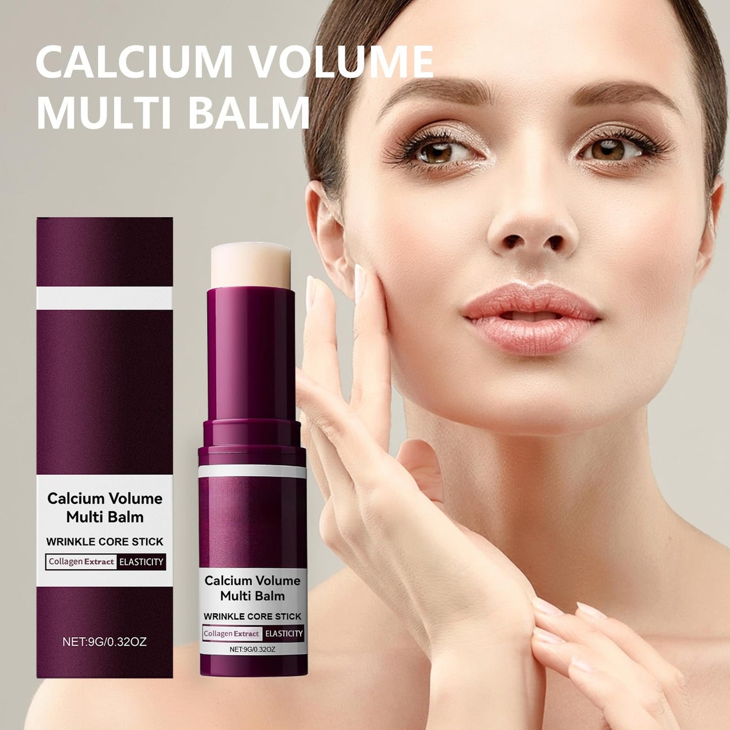 2PCS Cemenrete Calcium Multi Balm, Calcium Volume Multi Balm, Containing Collagen Moisturizing Stick, Vitamin E, Auitable for Face, Eyes and Neck, Anti-Aging, Anti-Wrinkle, Moisturizing