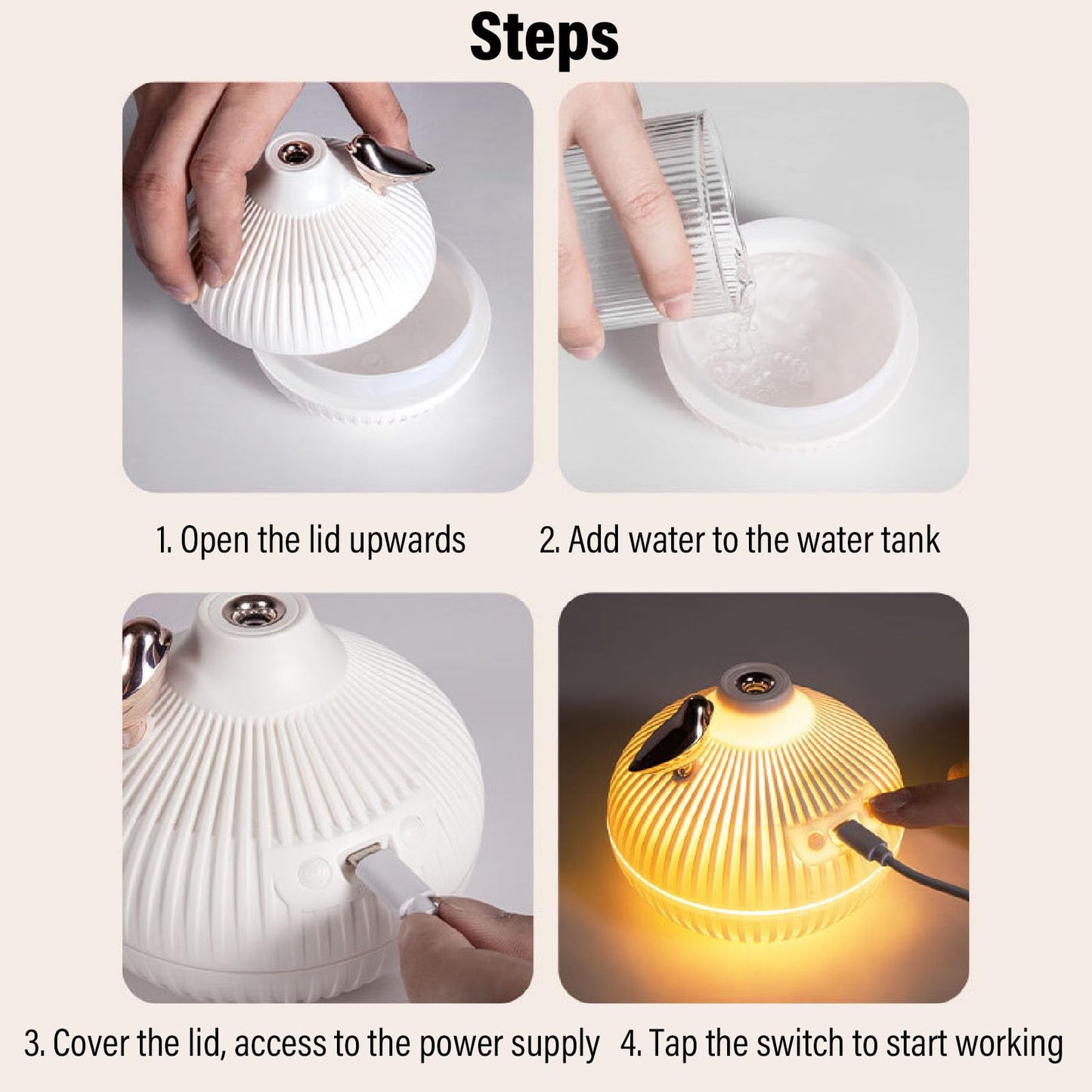 Cool Mist Humidifiers for Bedroom Small Onion Shape Mist Humidifier USB Lighting Quiet Small Air Humidifier for Office Desktop Air Conditioned Rooms