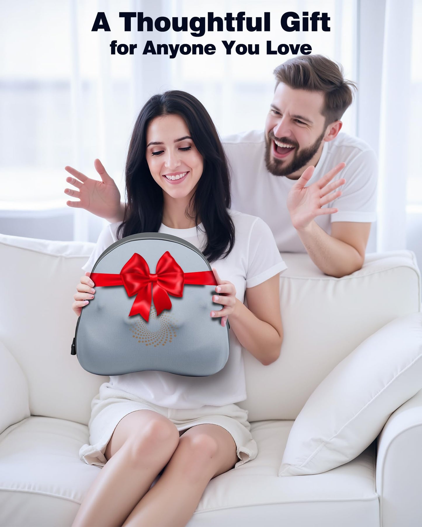 JZBRAIN Shiatsu Back and Neck Massager with Heat – Deep Kneading Massage Pillow for Relaxation – Corded Design for Full Body Use - for Loved Ones